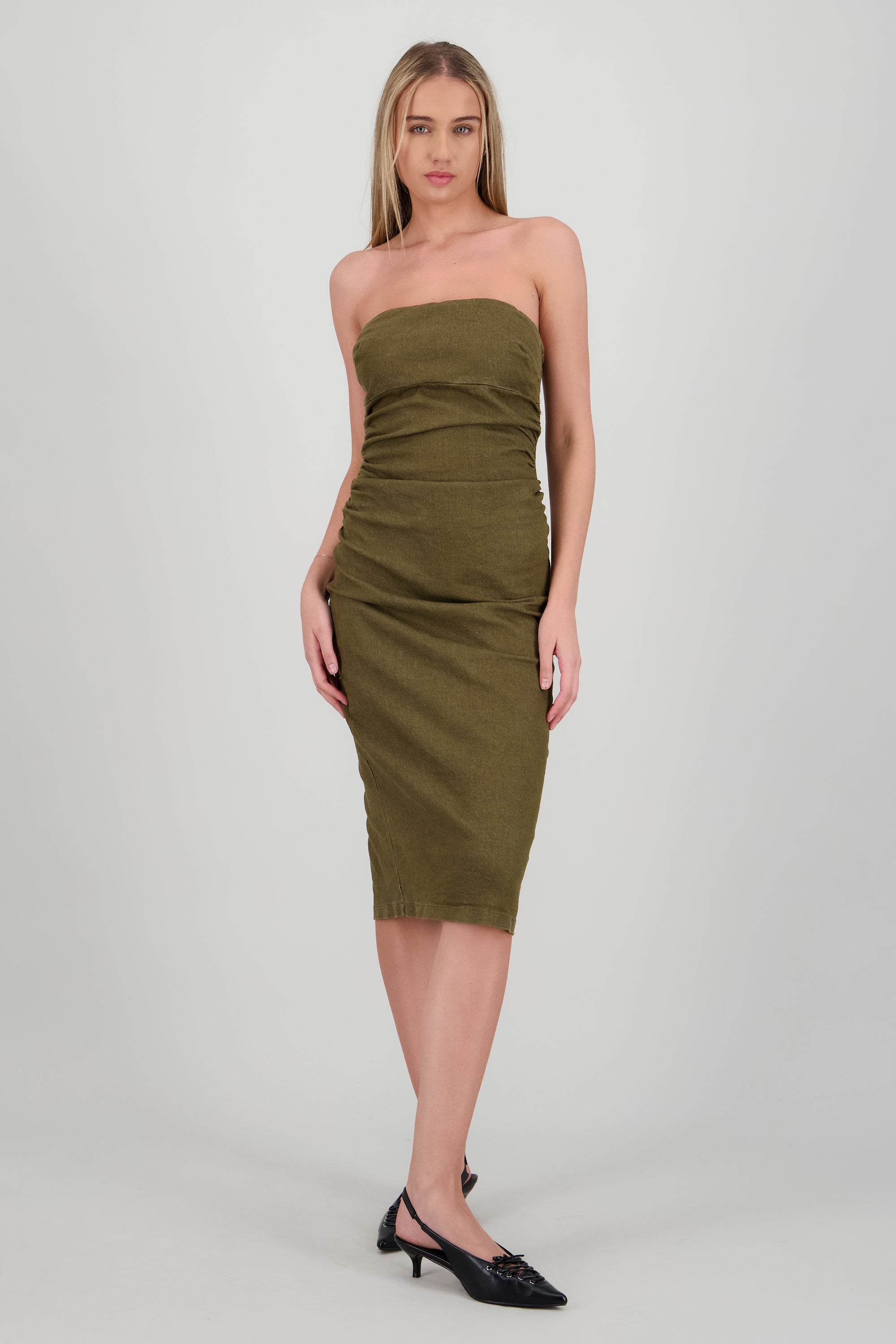 Vestido midi bandeau denim OLIVO