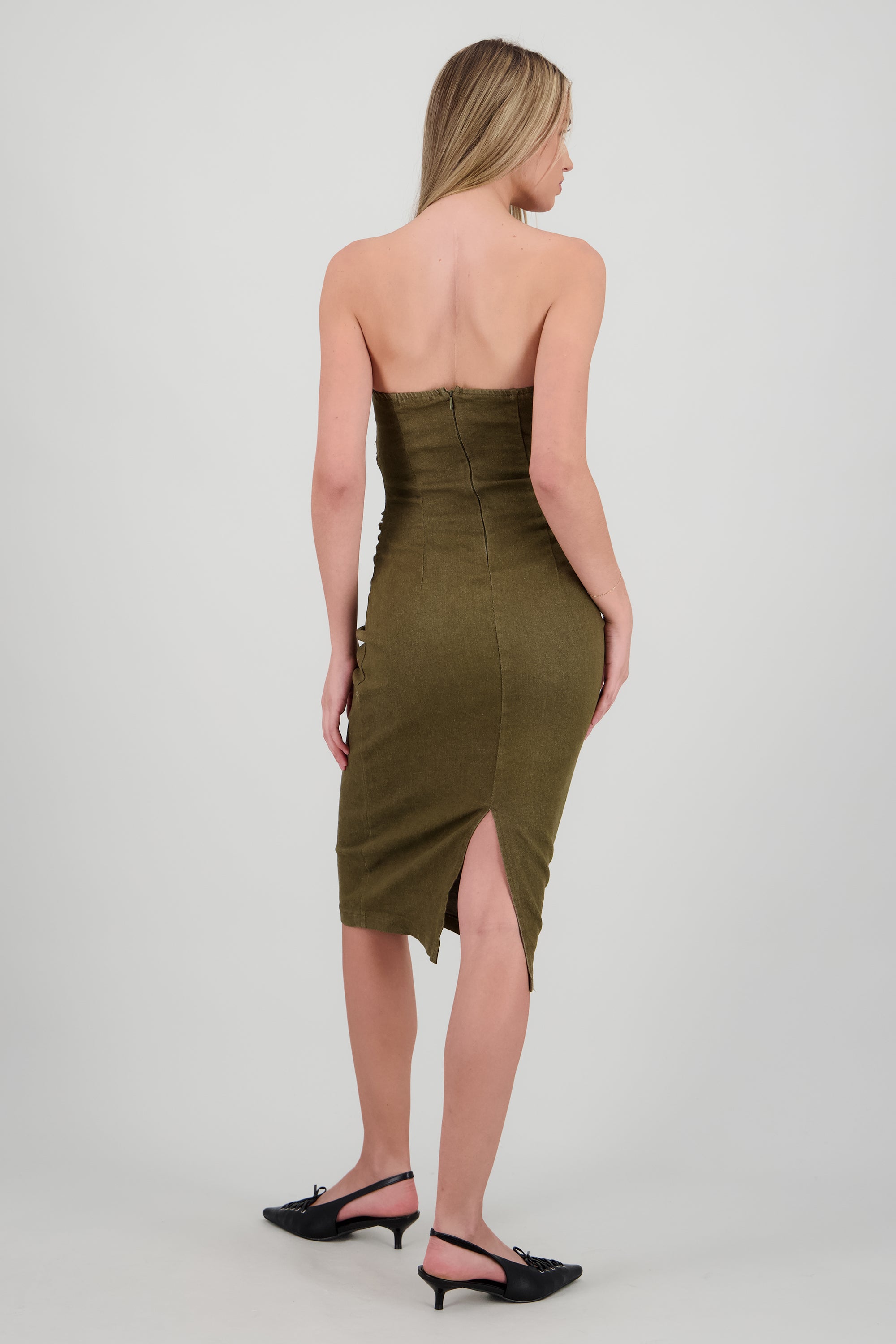 Vestido midi bandeau denim OLIVO