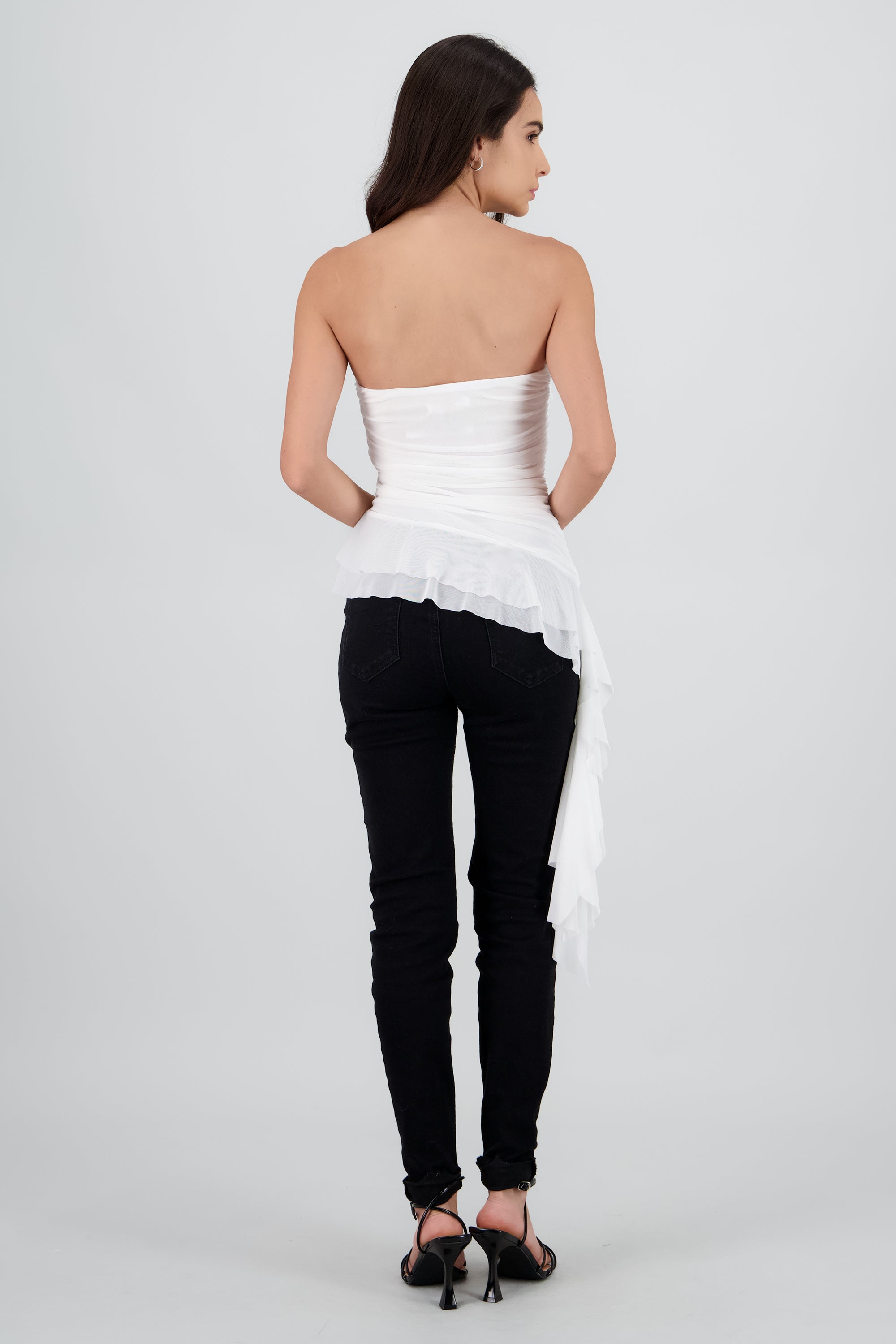 Top strapless olan en costado BLANCO