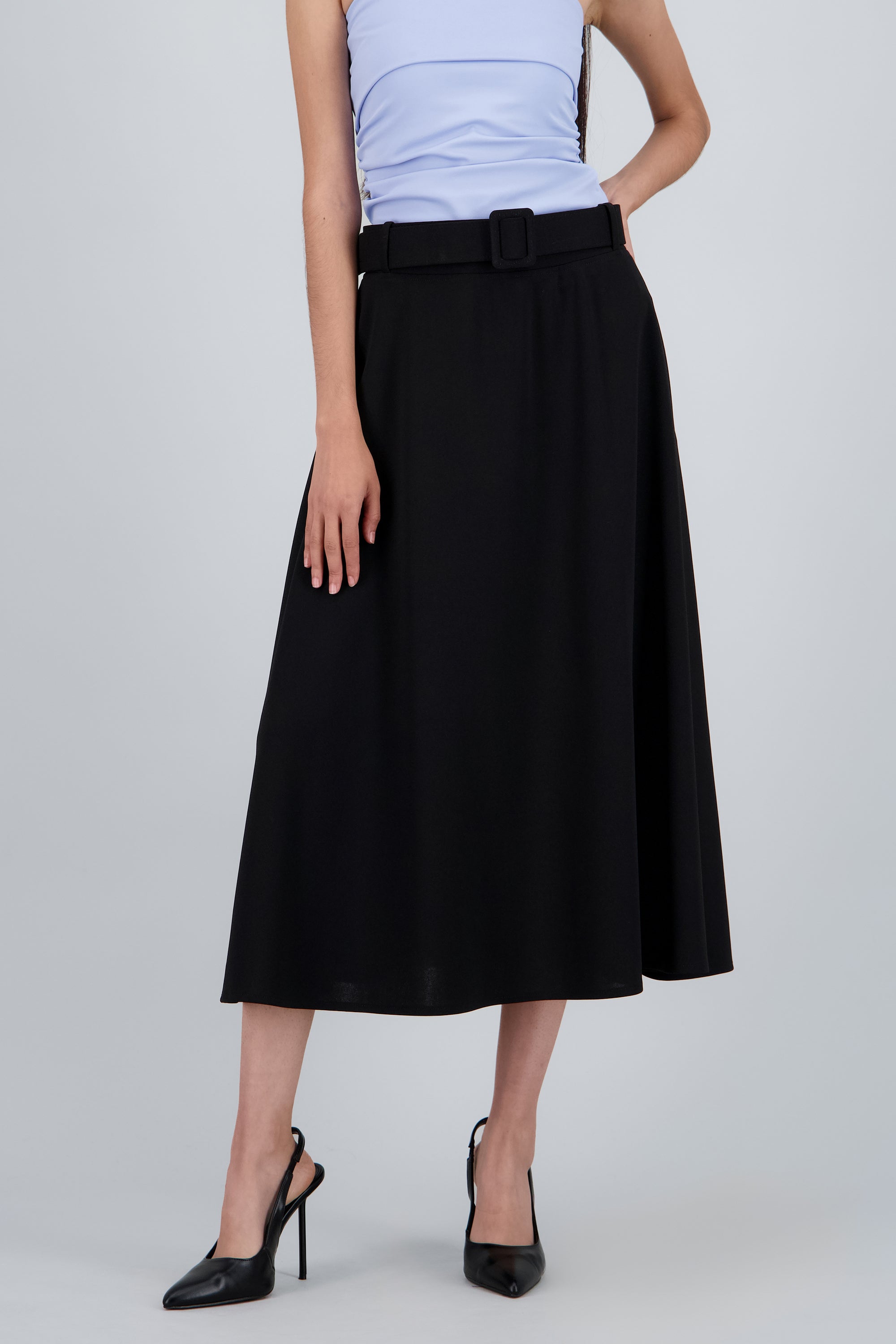 Falda maxi con cinturon NEGRO
