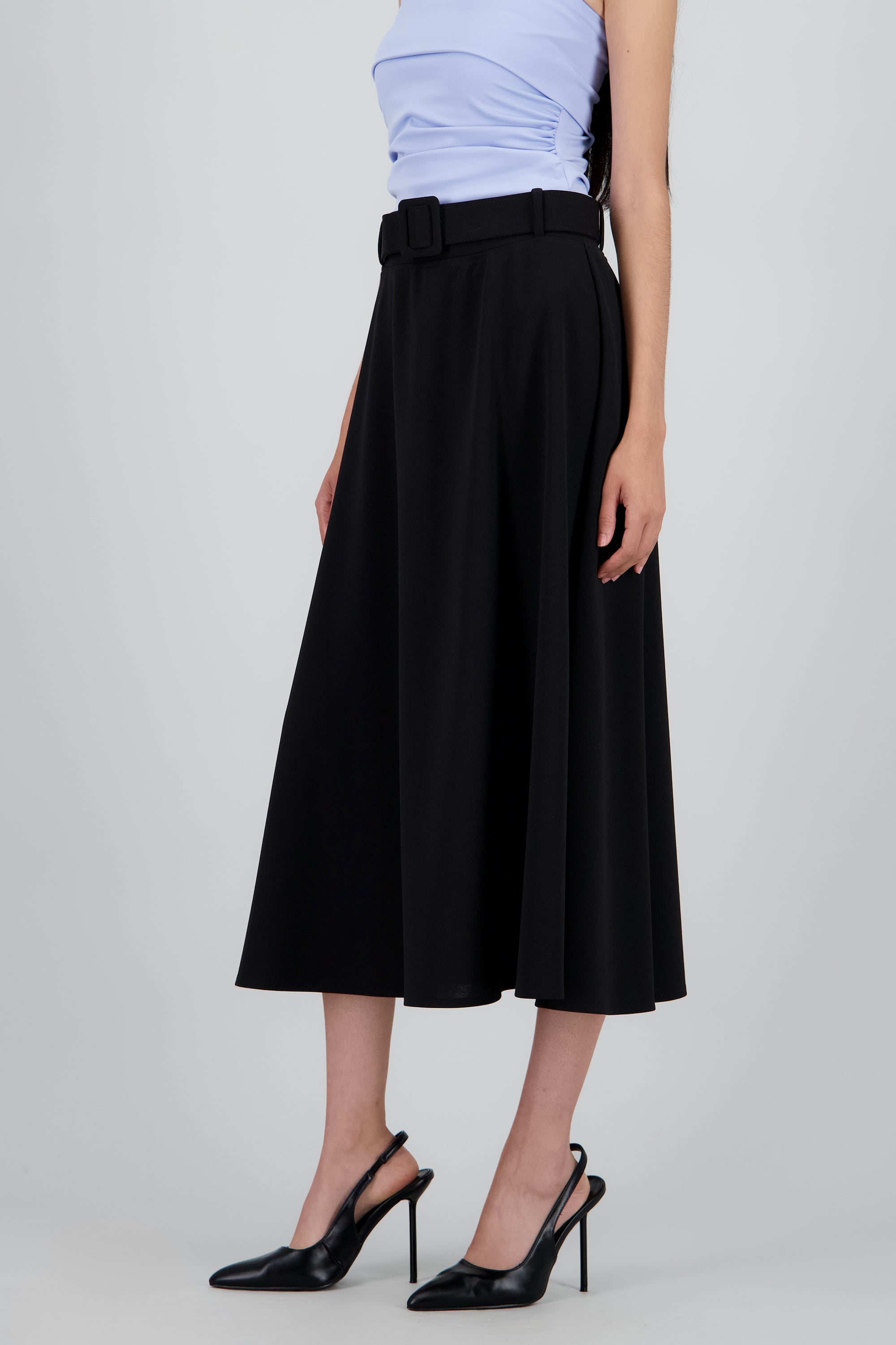 Falda maxi con cinturon NEGRO