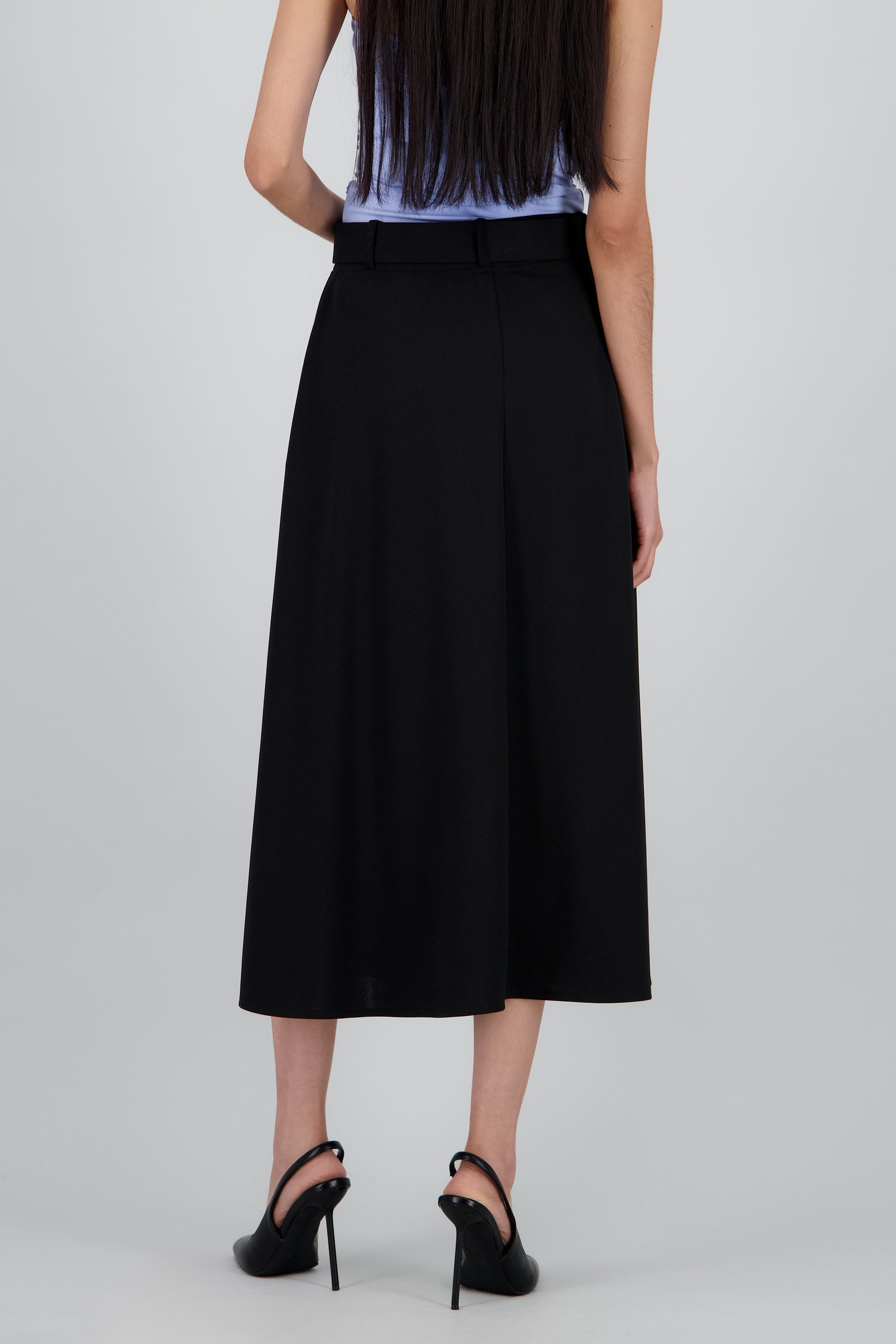 Falda maxi con cinturon NEGRO