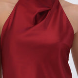 Top satín cuello cascada alto hypsters