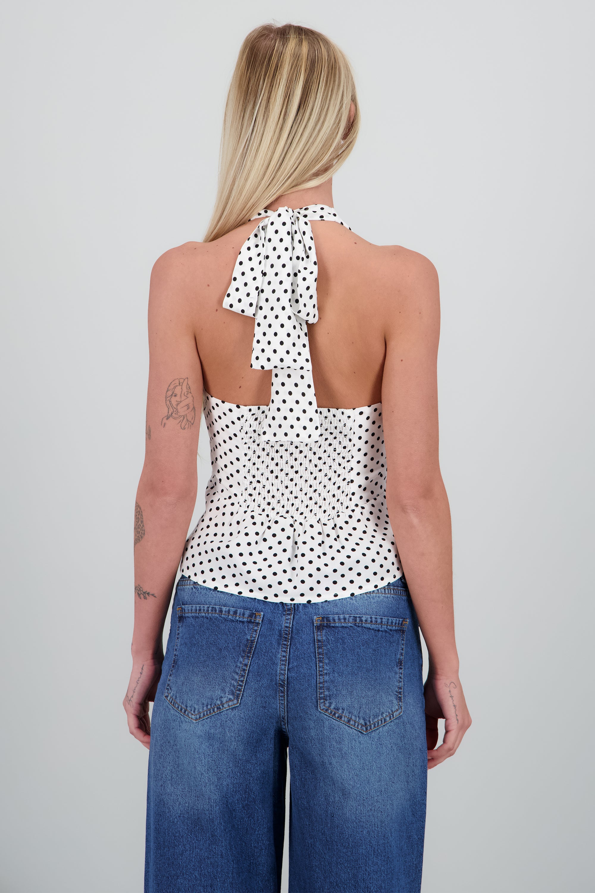 Top halter botones al frente BLANCO COMBO