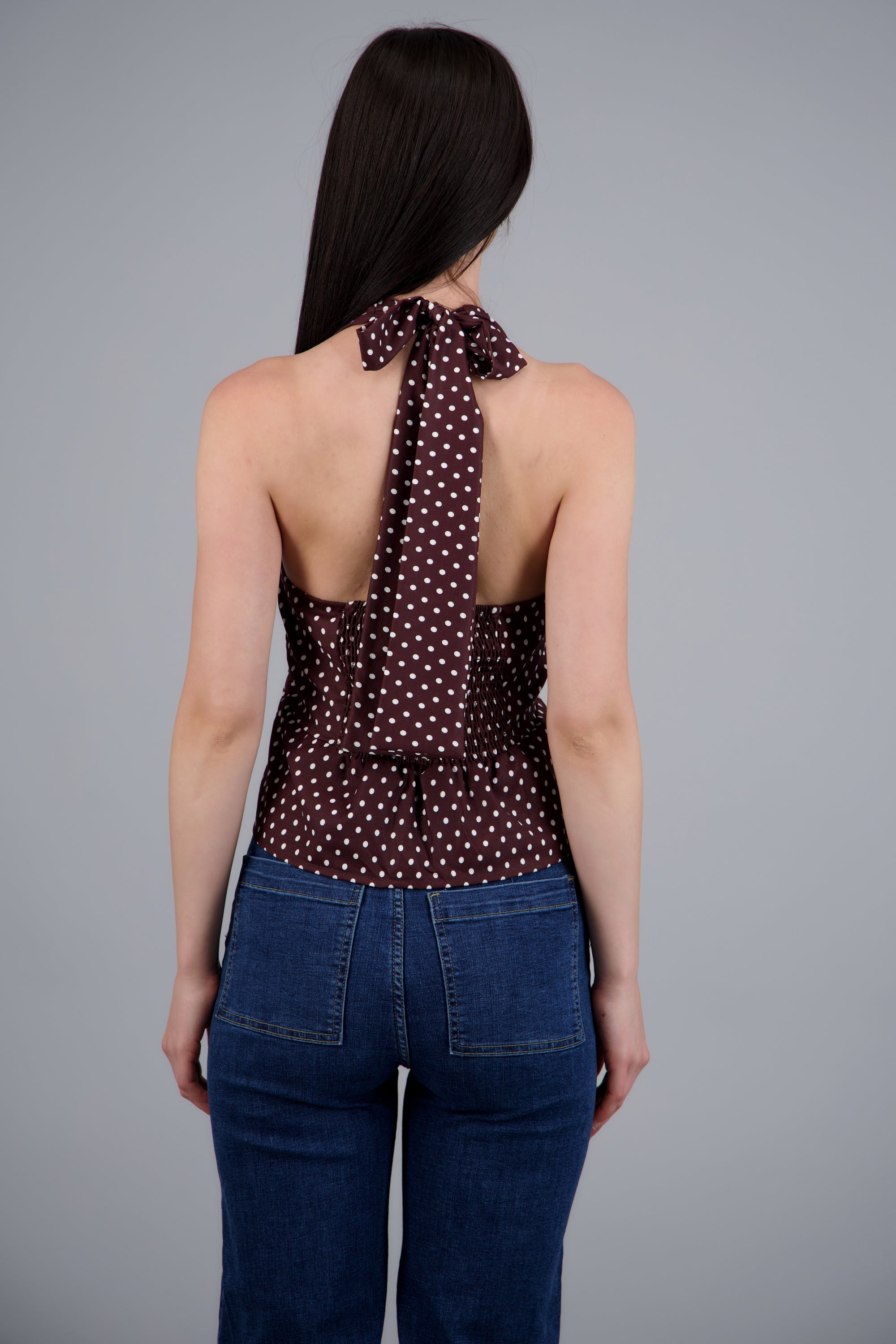 Top halter botones al frente CHOCOLATE