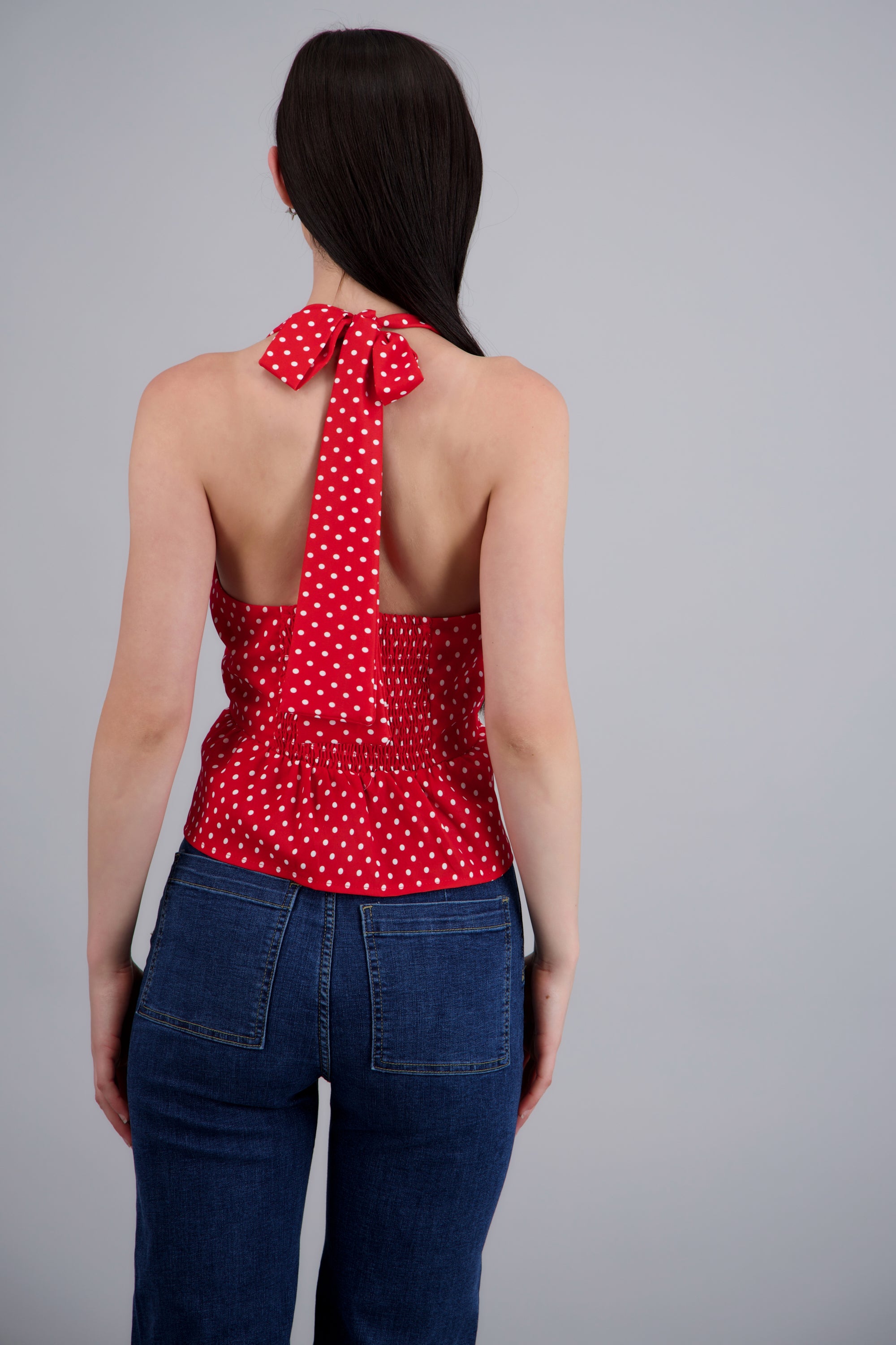 Top halter botones al frente ROJO COMBO