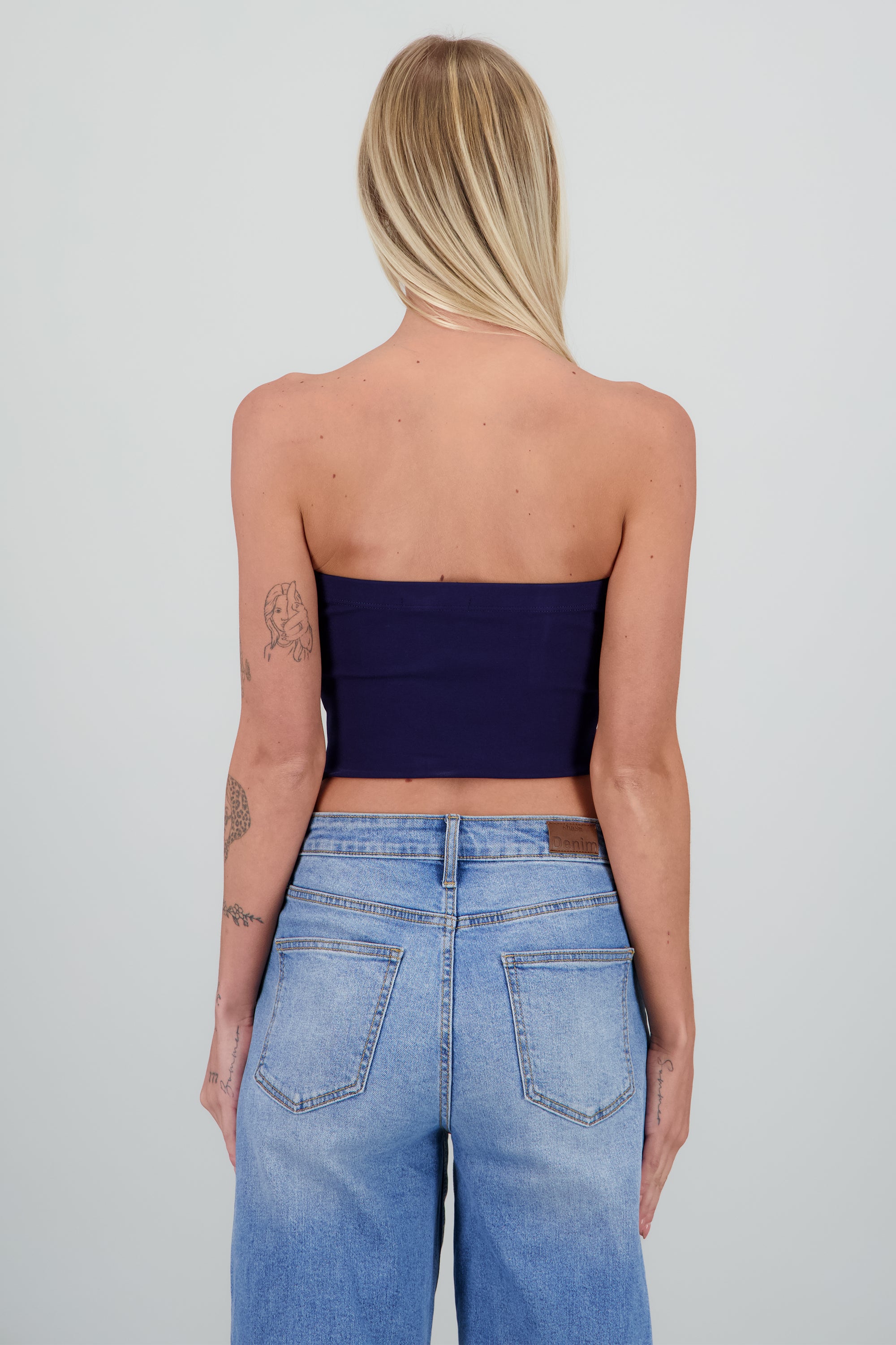 Top strapless detalle moños MARINO