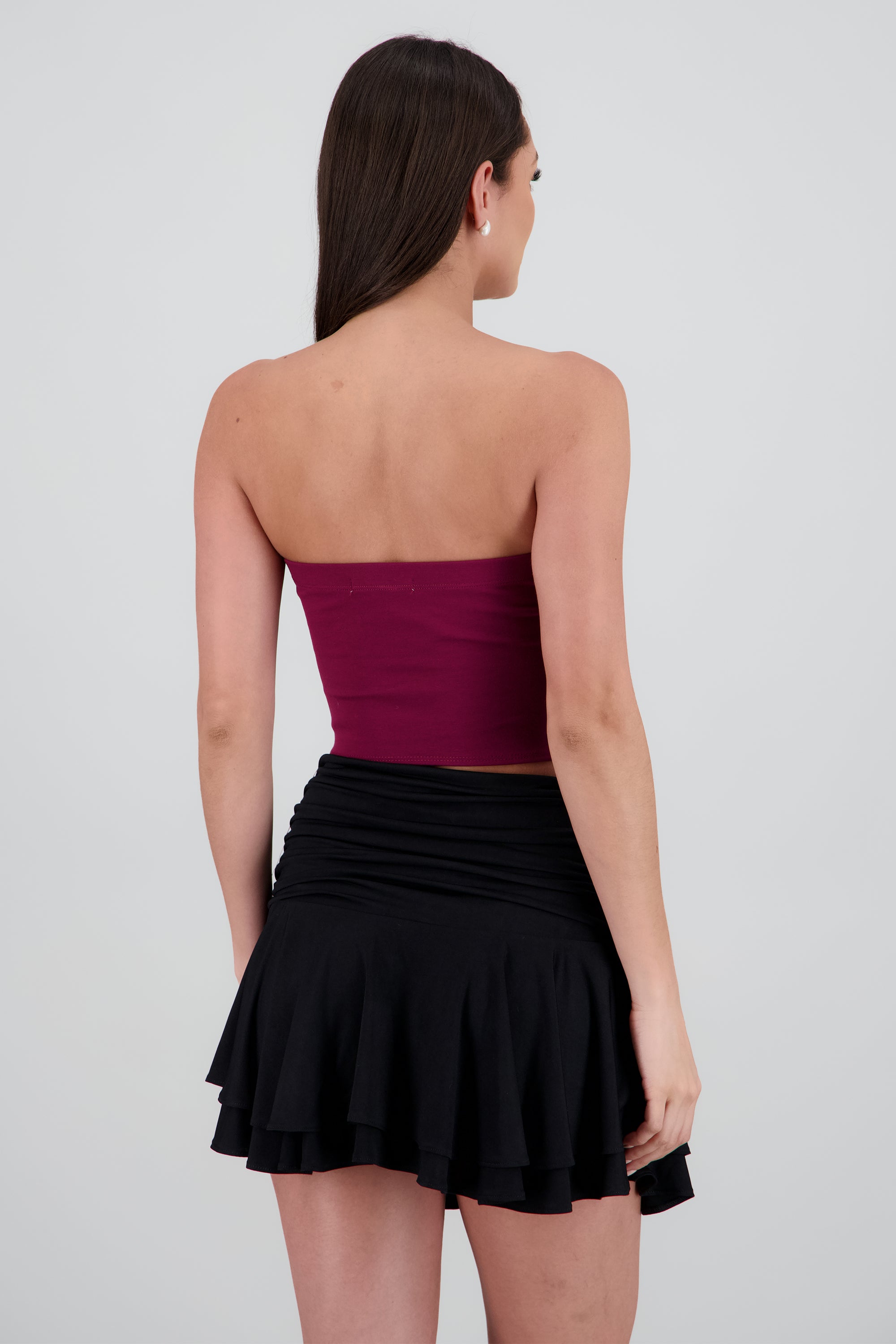 Top strapless detalle moños VINO