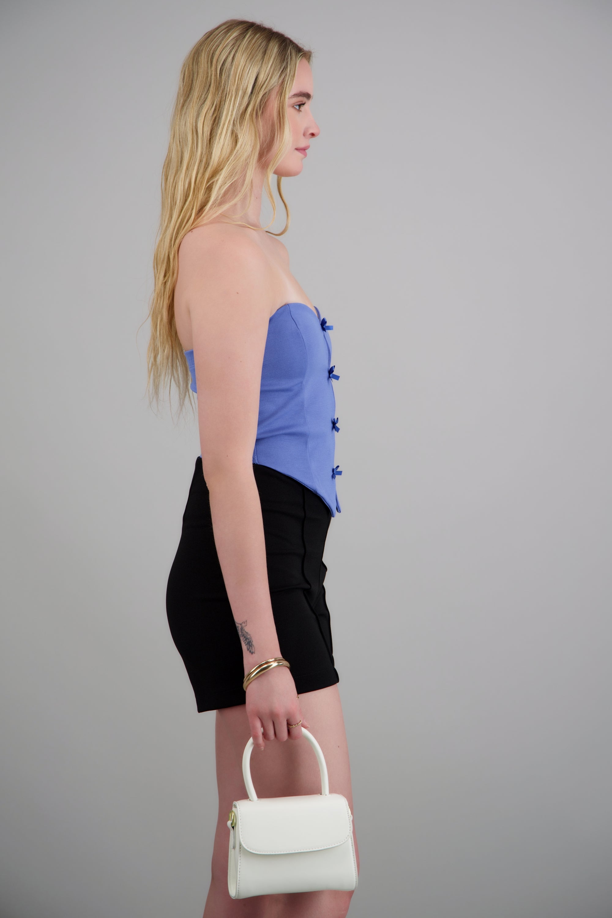 Top strapless detalle moños INDIGO