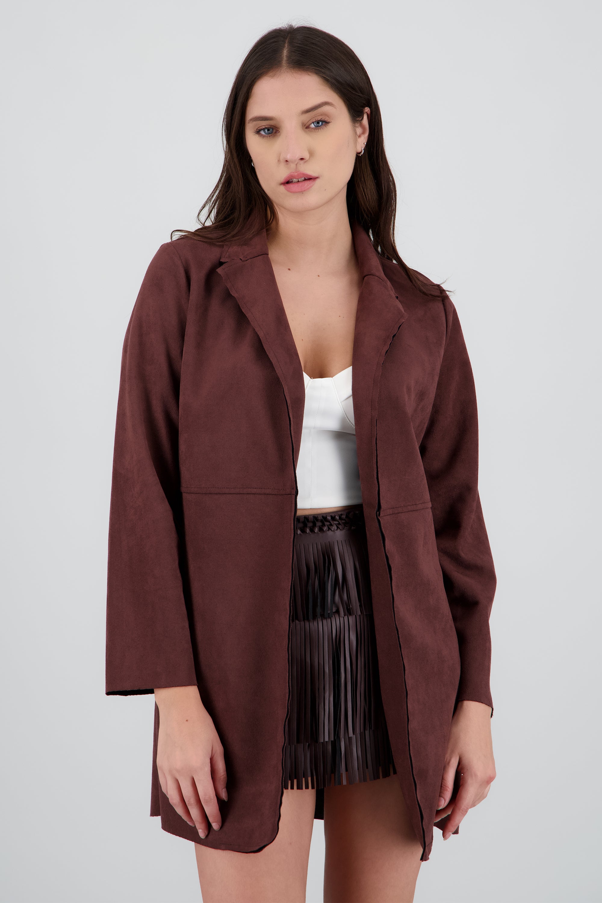 Blazer largo suede CAFE