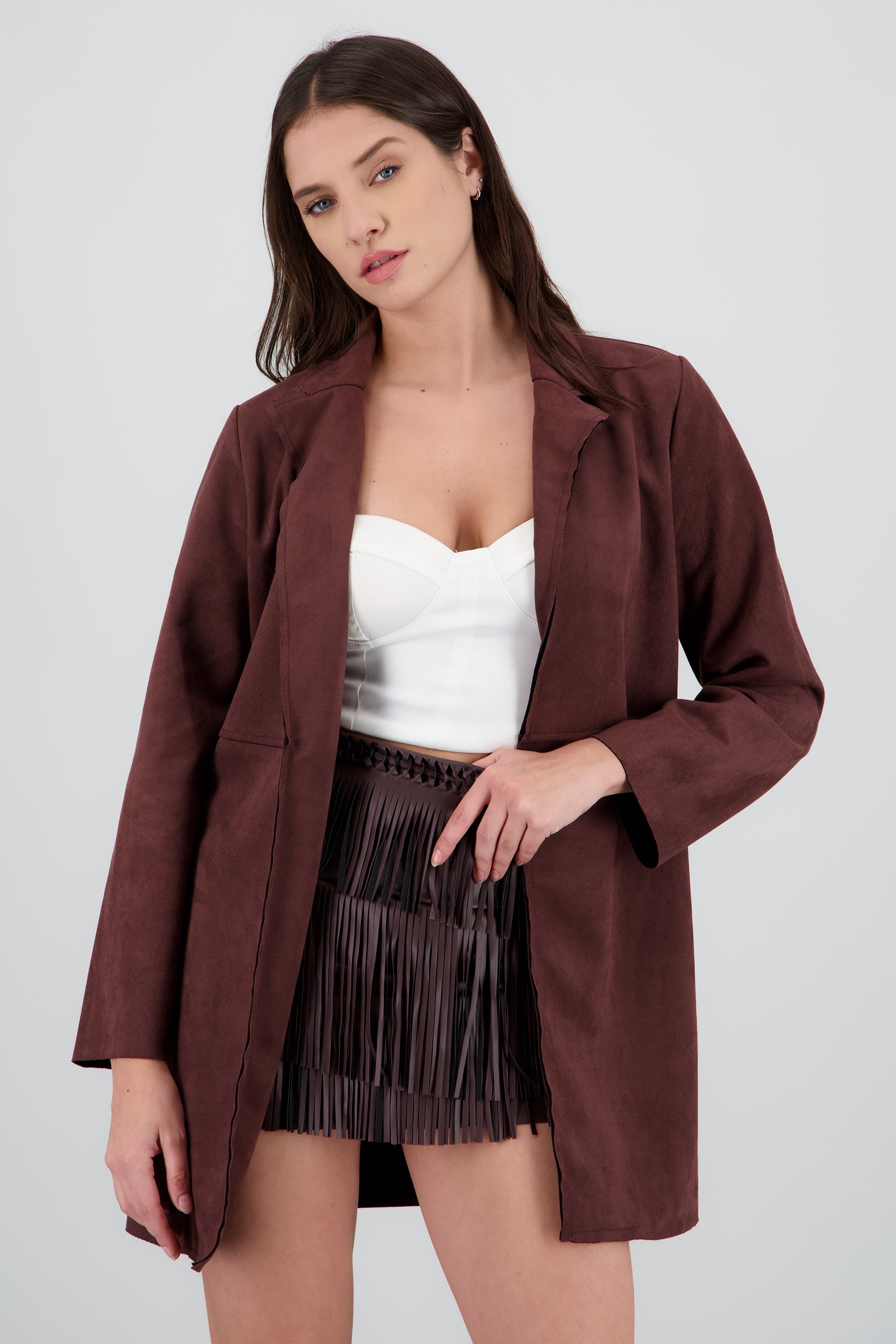 Blazer largo suede CAFE