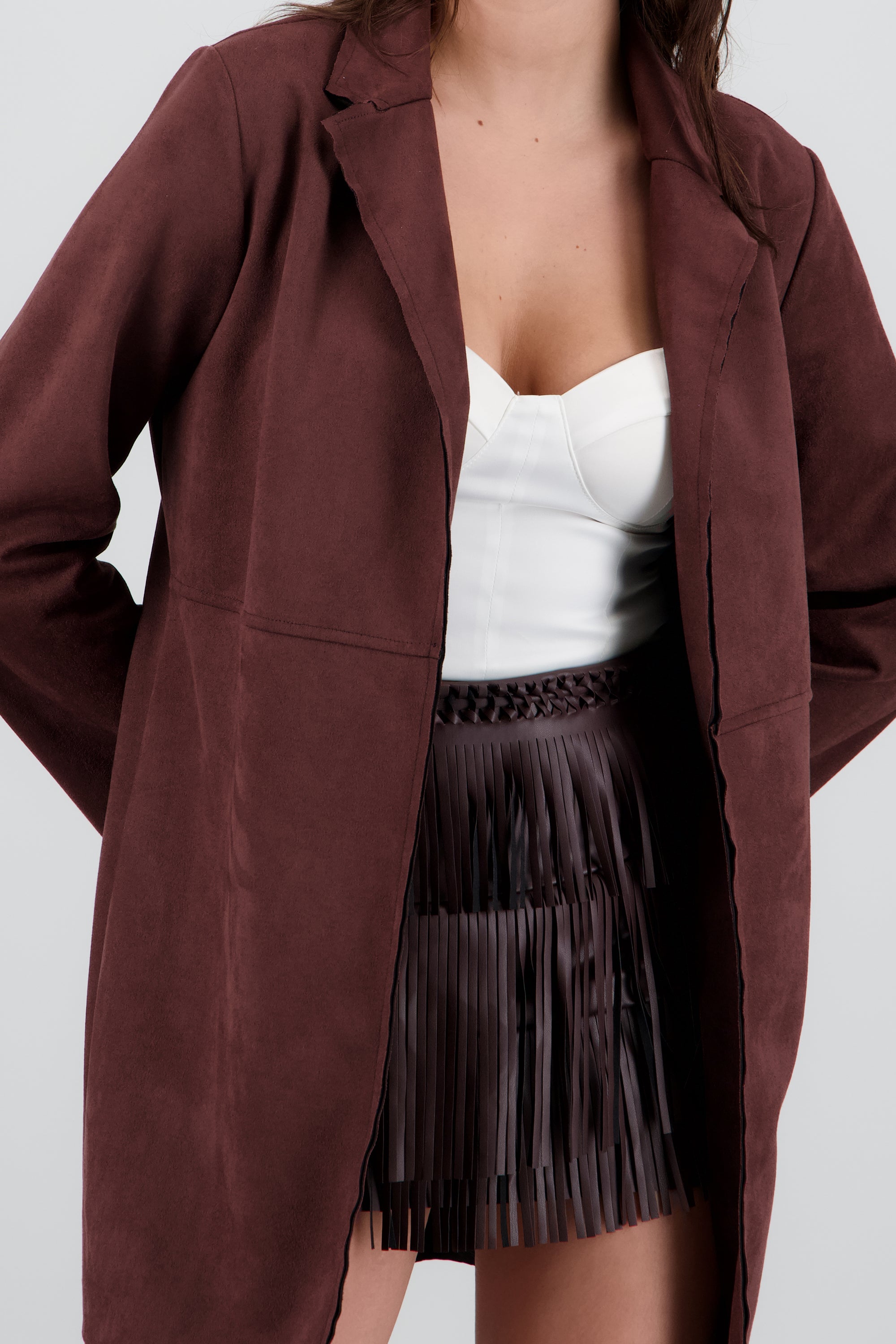 Blazer largo suede CAFE