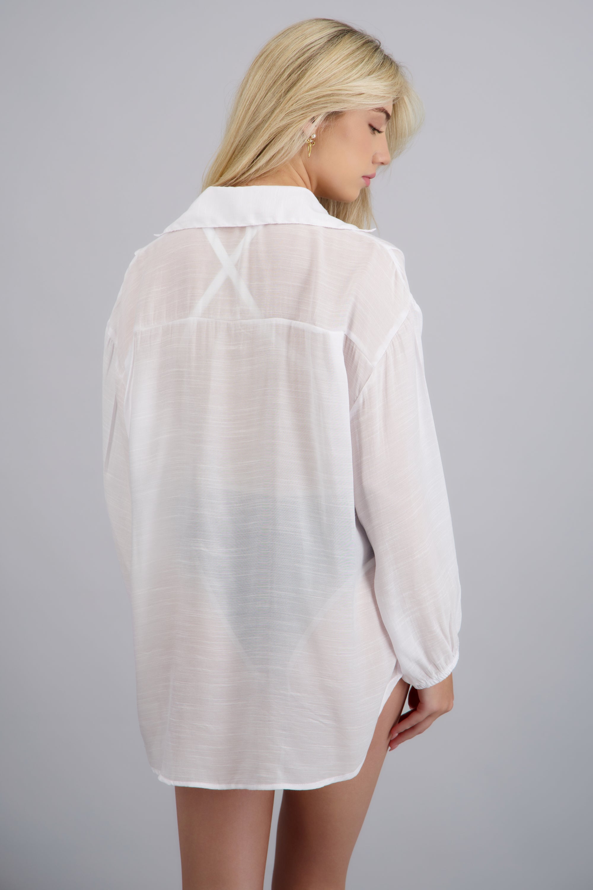Camisa over ligera manga larga CREMA