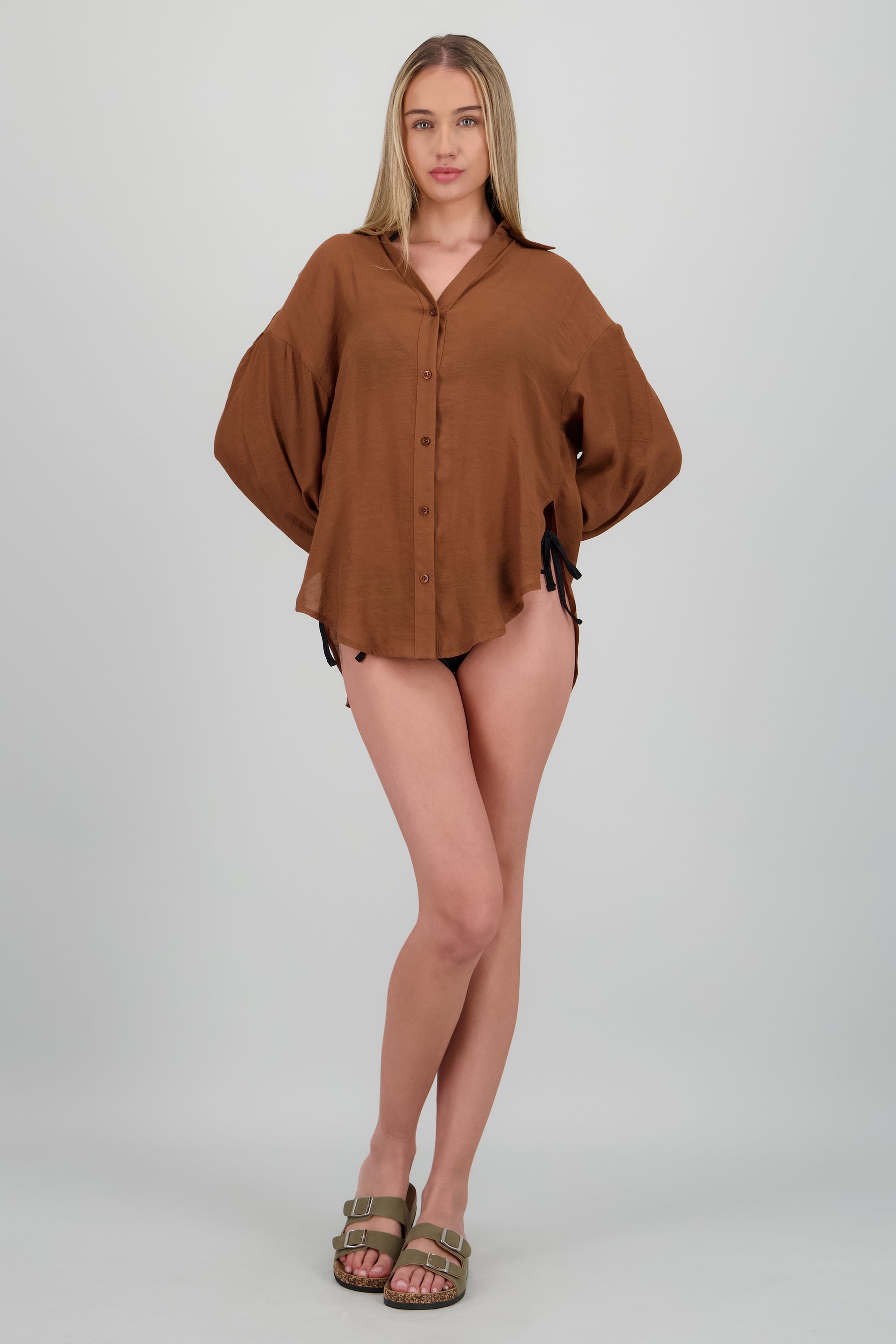 Camisa over ligera manga larga CAFE