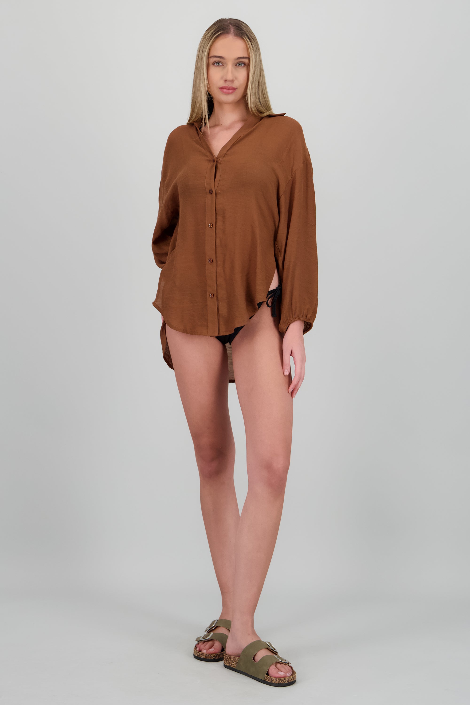 Camisa over ligera manga larga CAFE