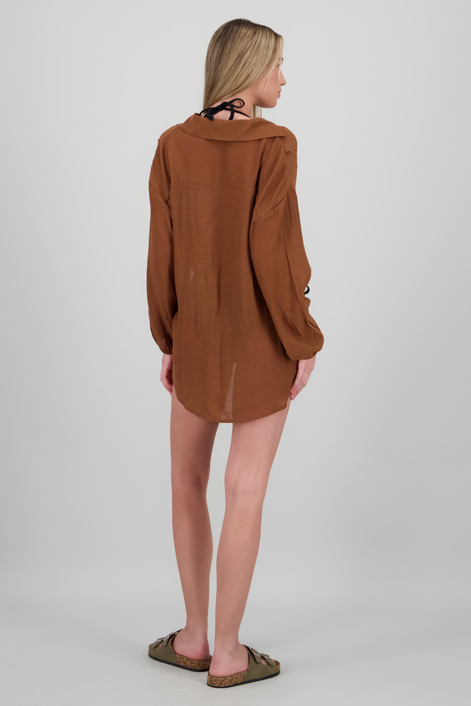 Camisa over ligera manga larga CAFE