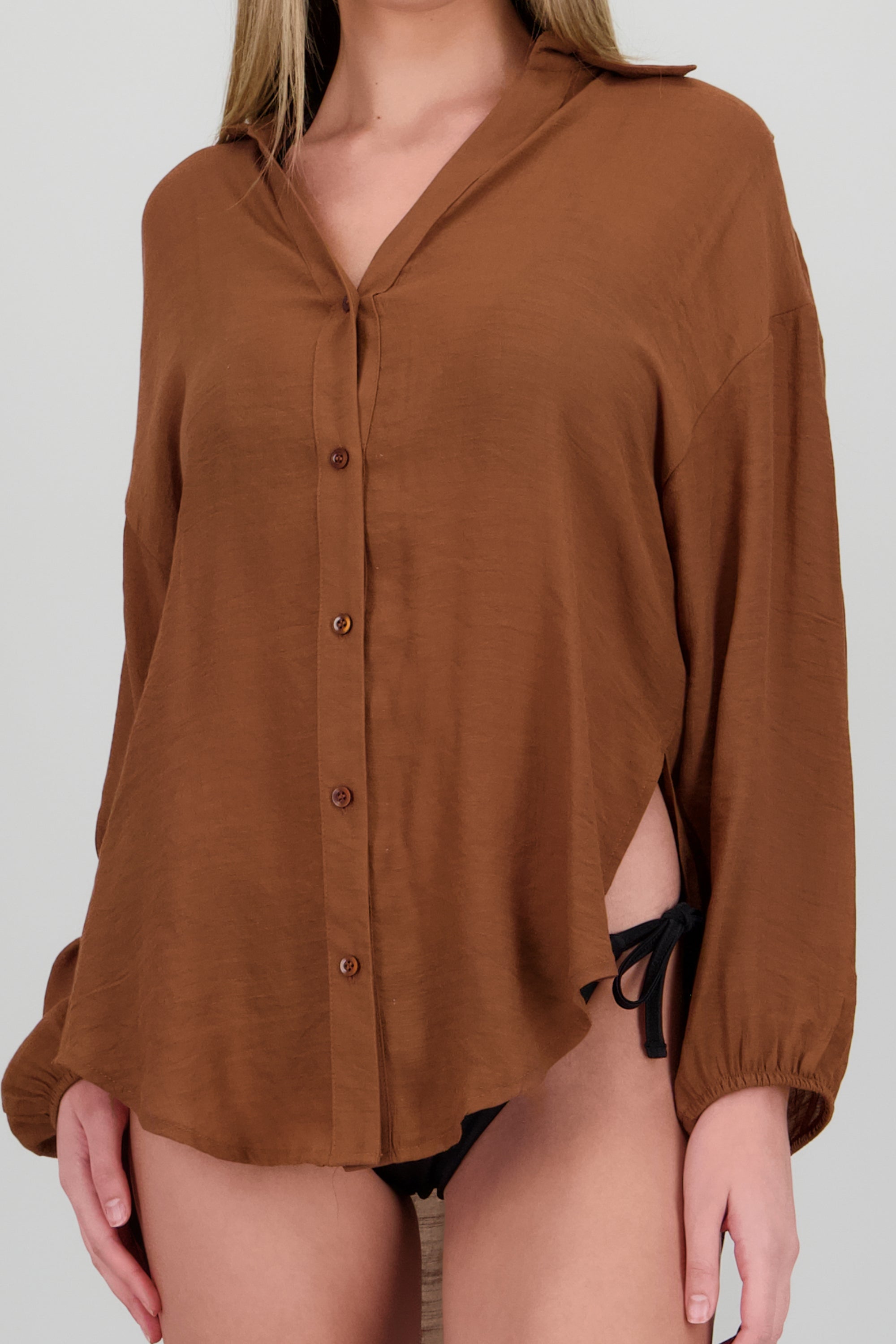 Camisa over ligera manga larga CAFE