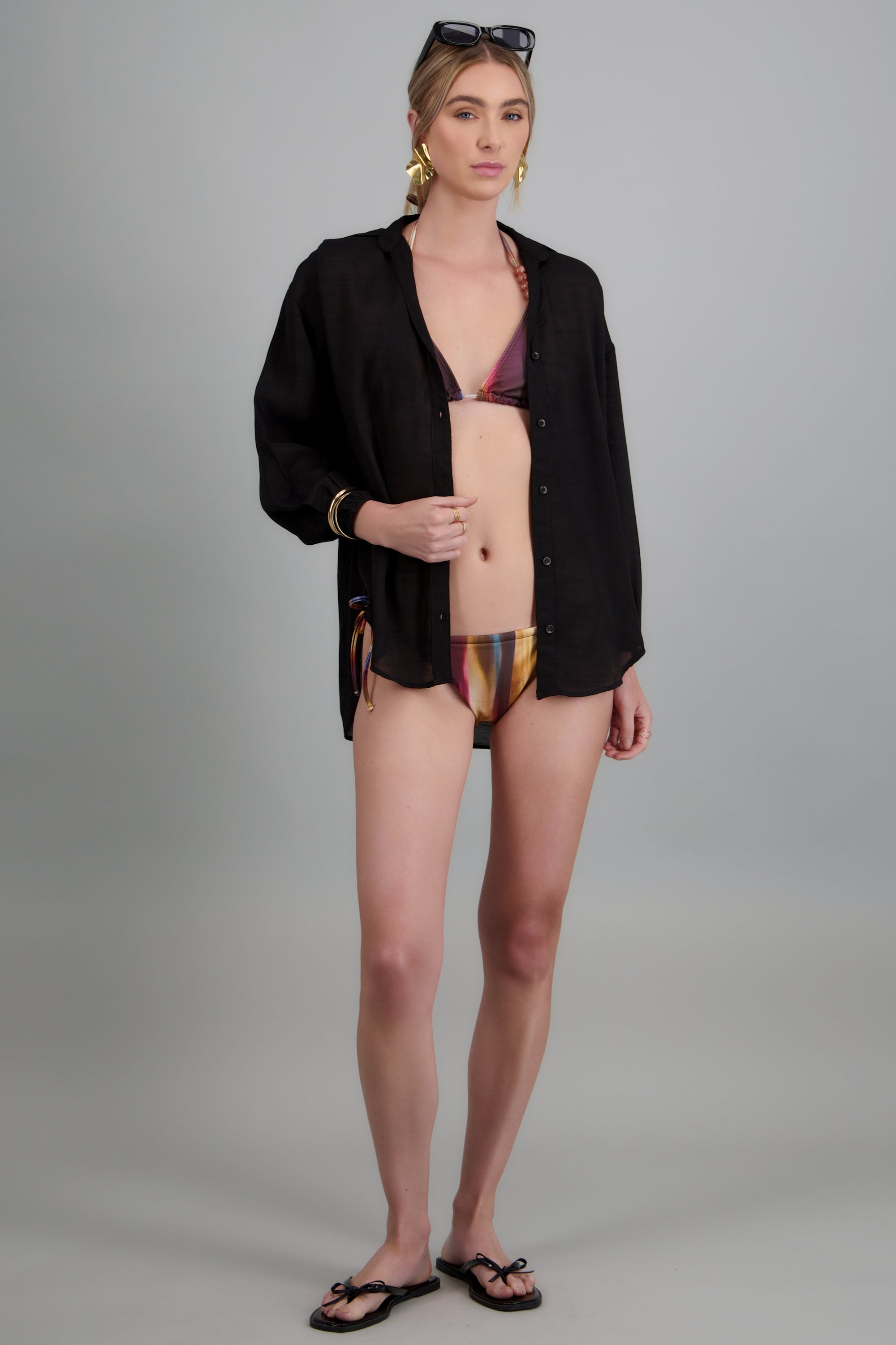 Camisa over ligera manga larga NEGRO