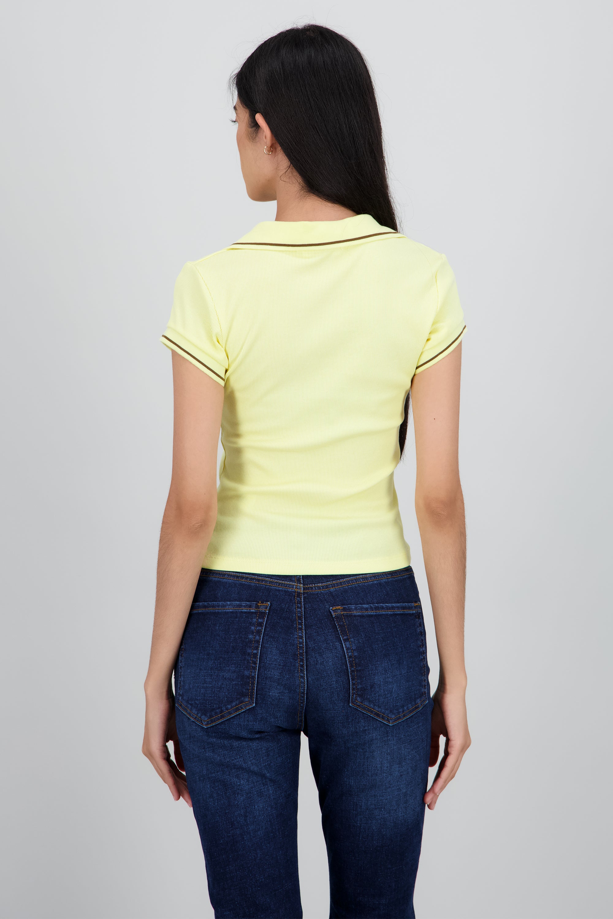 Top cuello polo AMARILLO COMBO