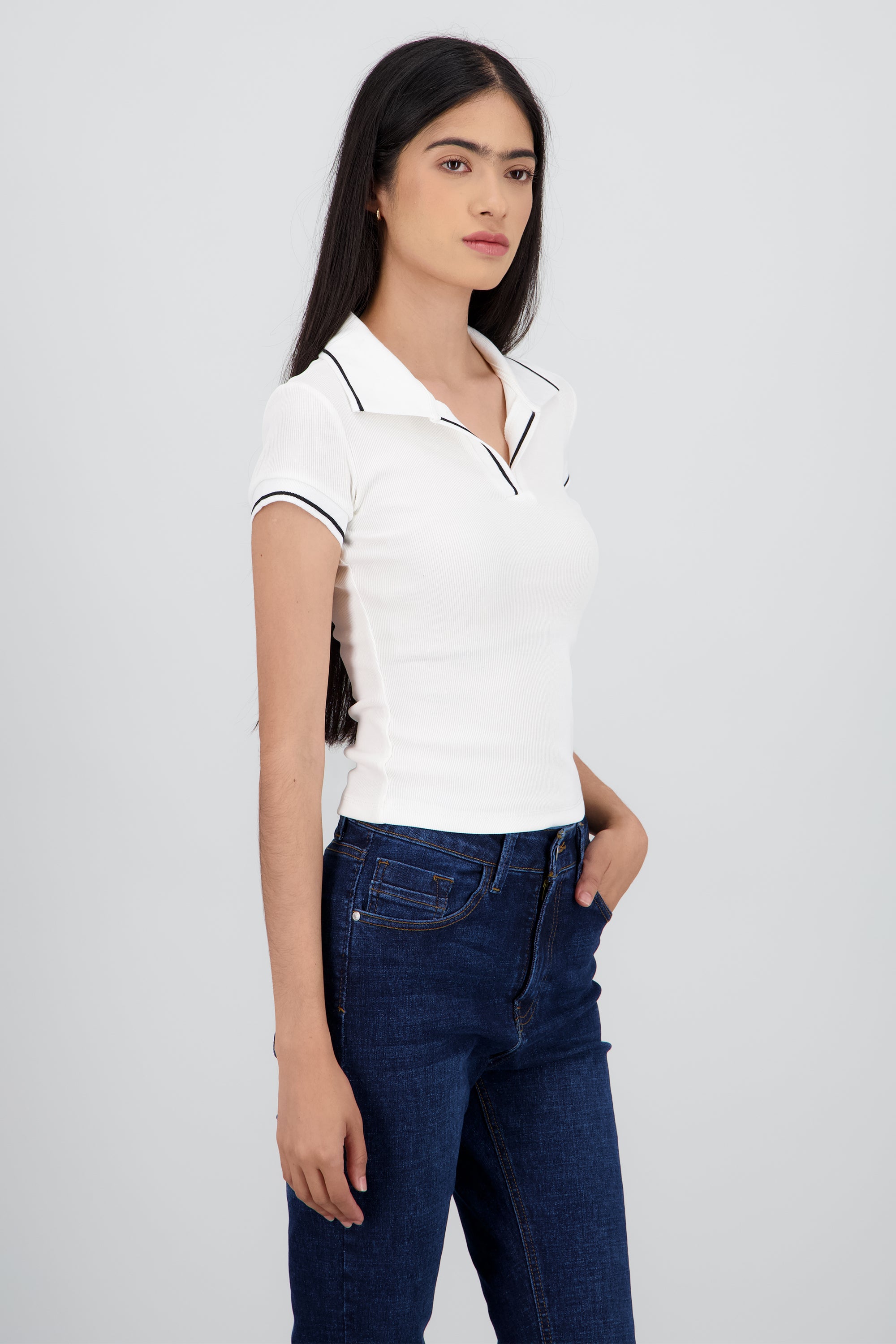 Top cuello polo BLANCO