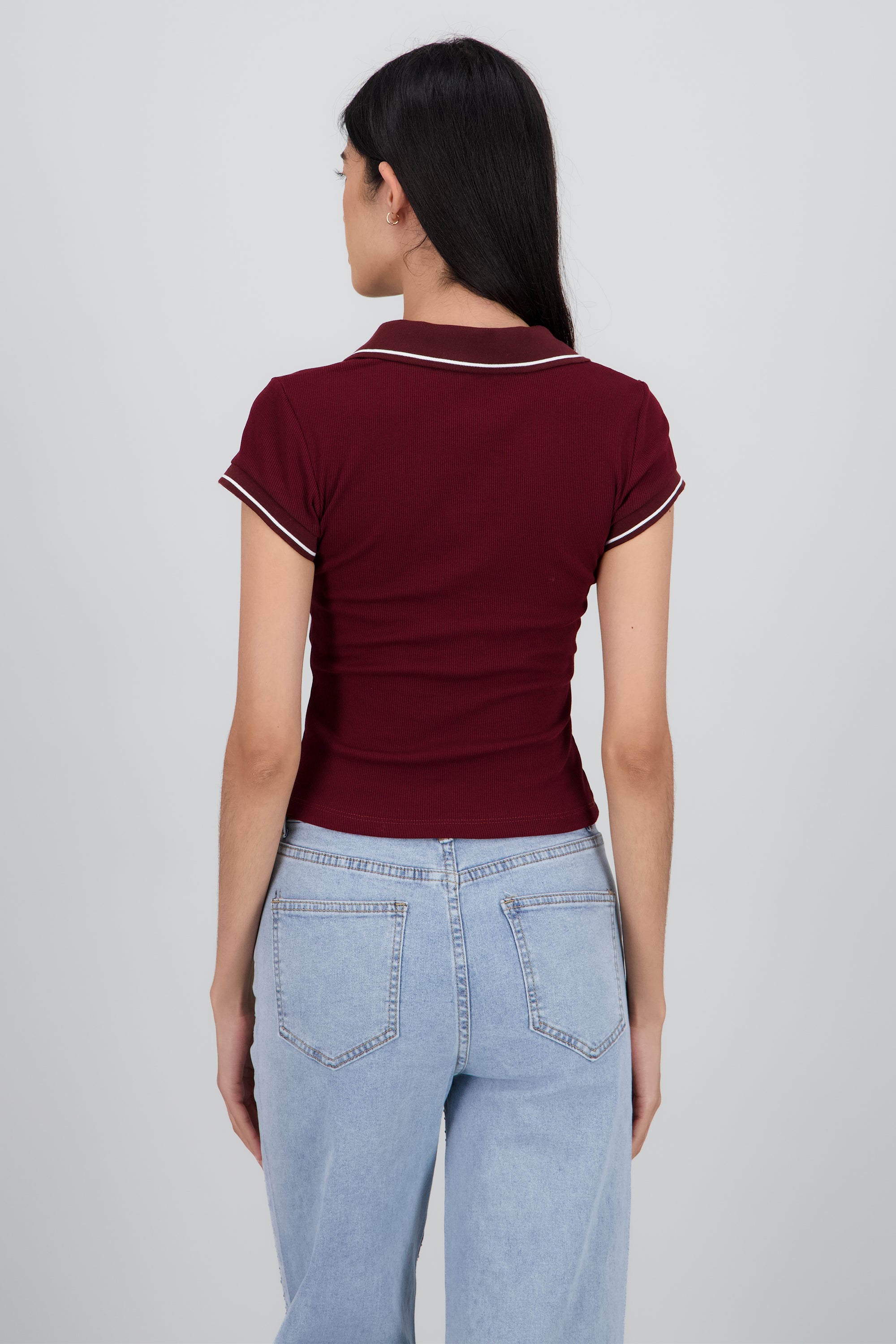 Top cuello polo CIRUELA