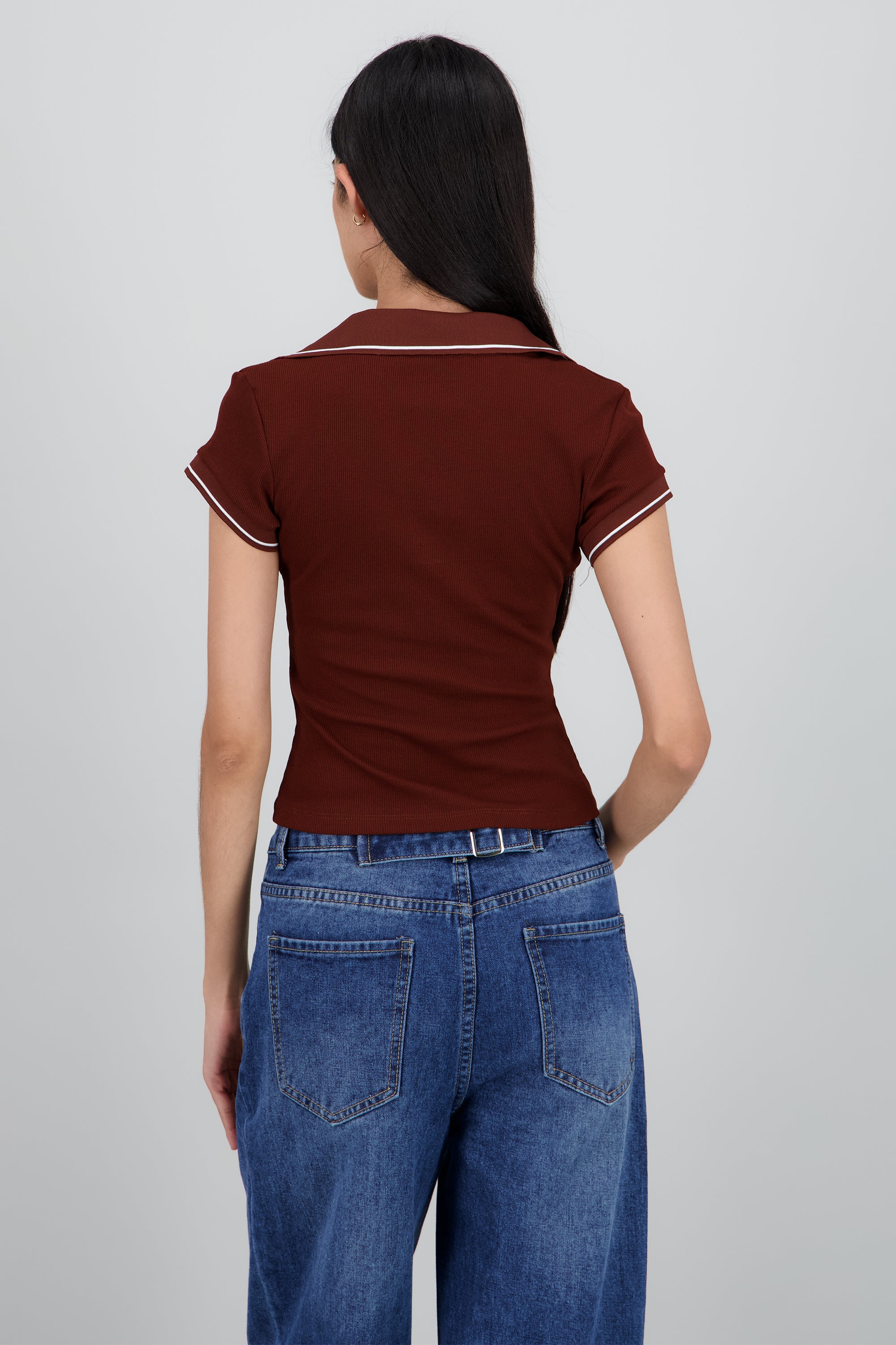 Top cuello polo CHOCOLATE