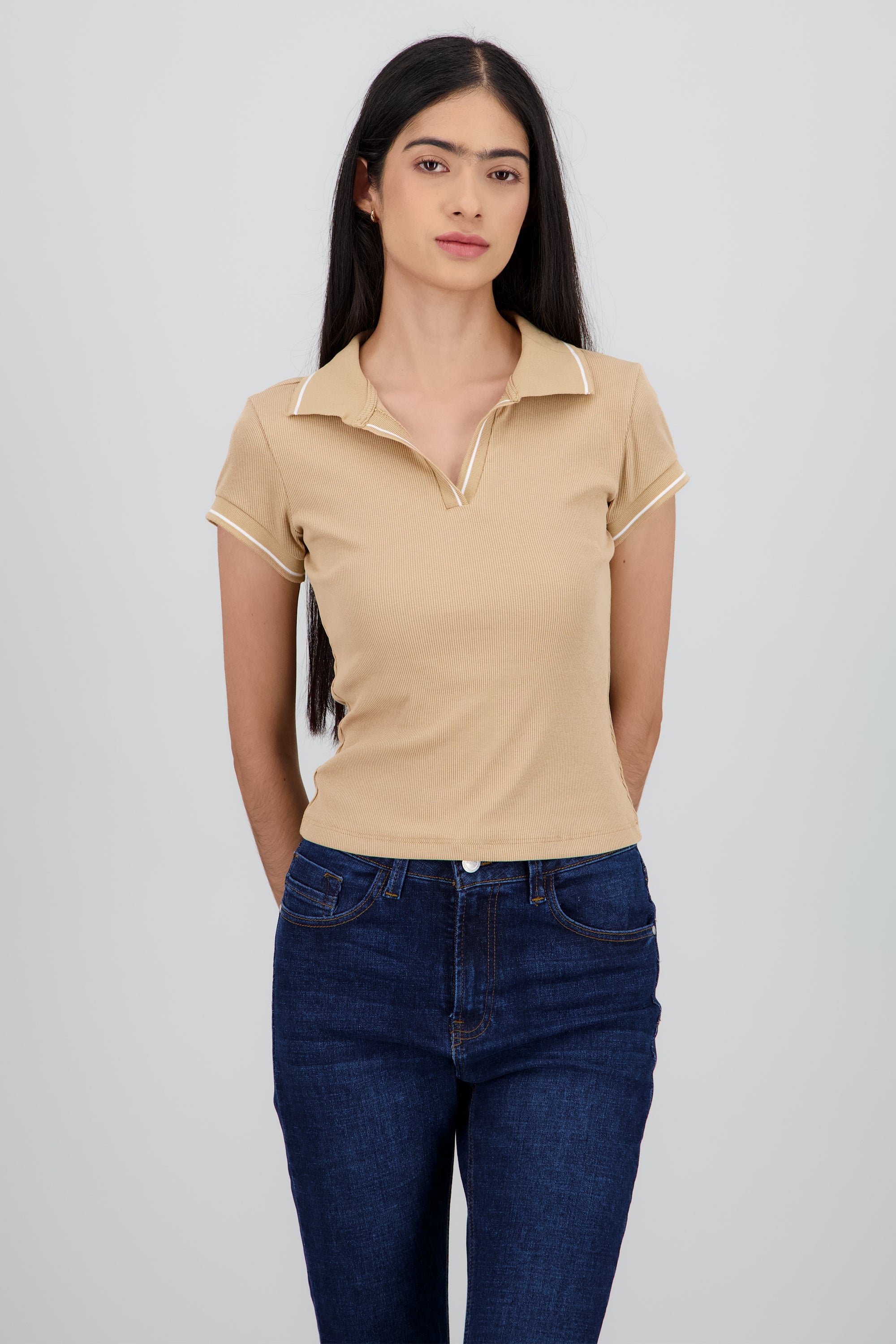 Top cuello polo KHAKI