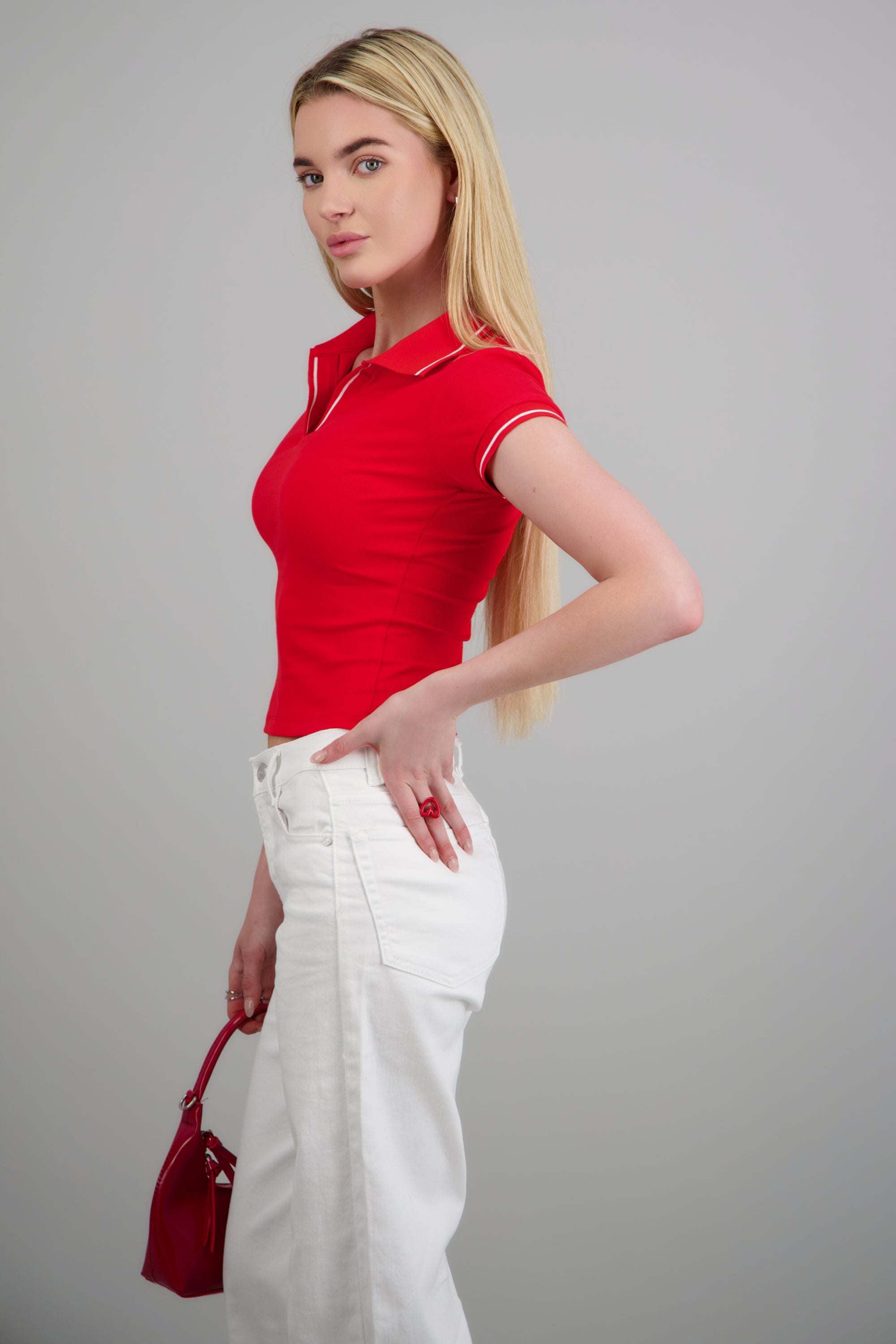 Top cuello polo ROJO