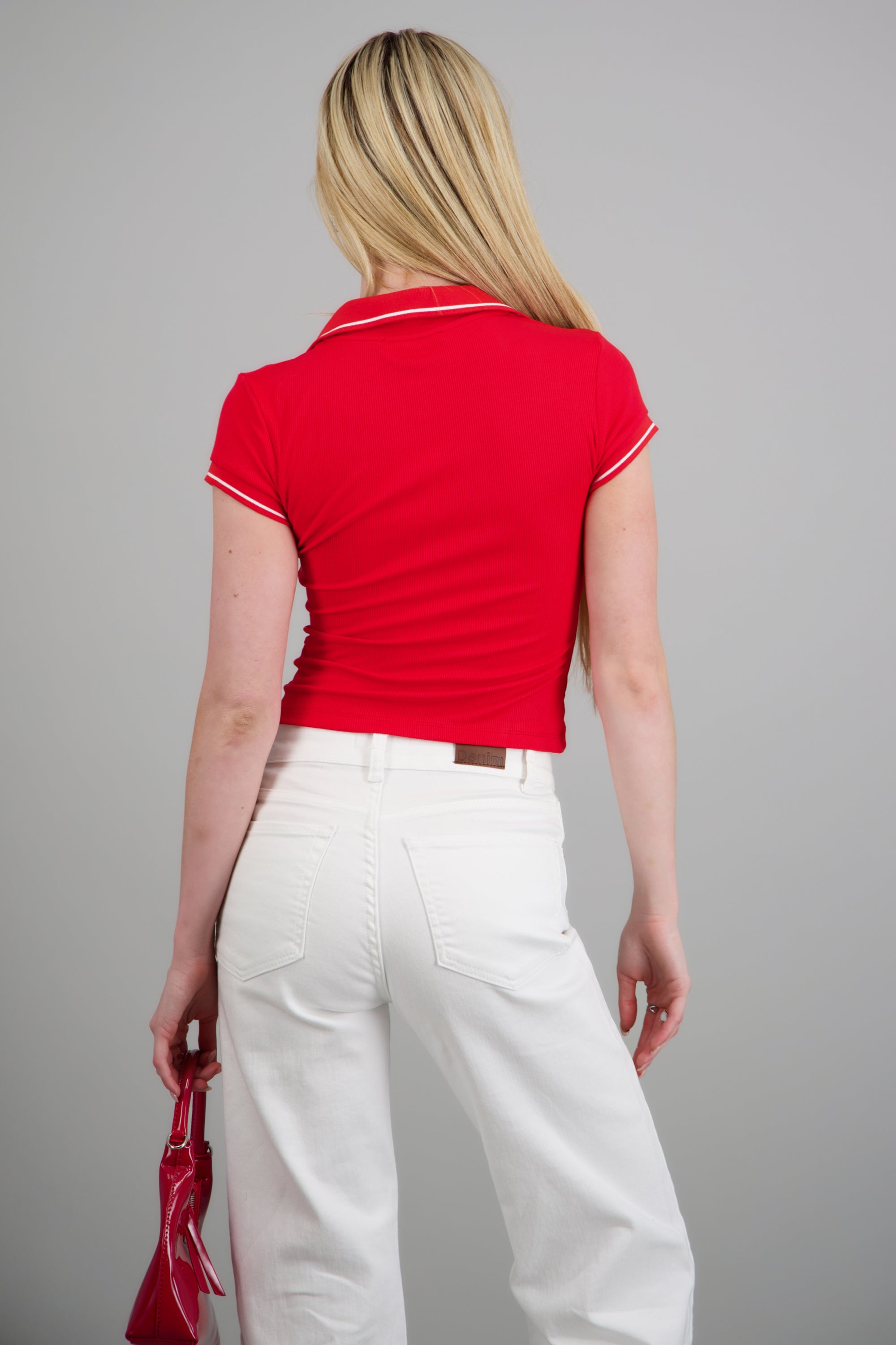 Top cuello polo ROJO