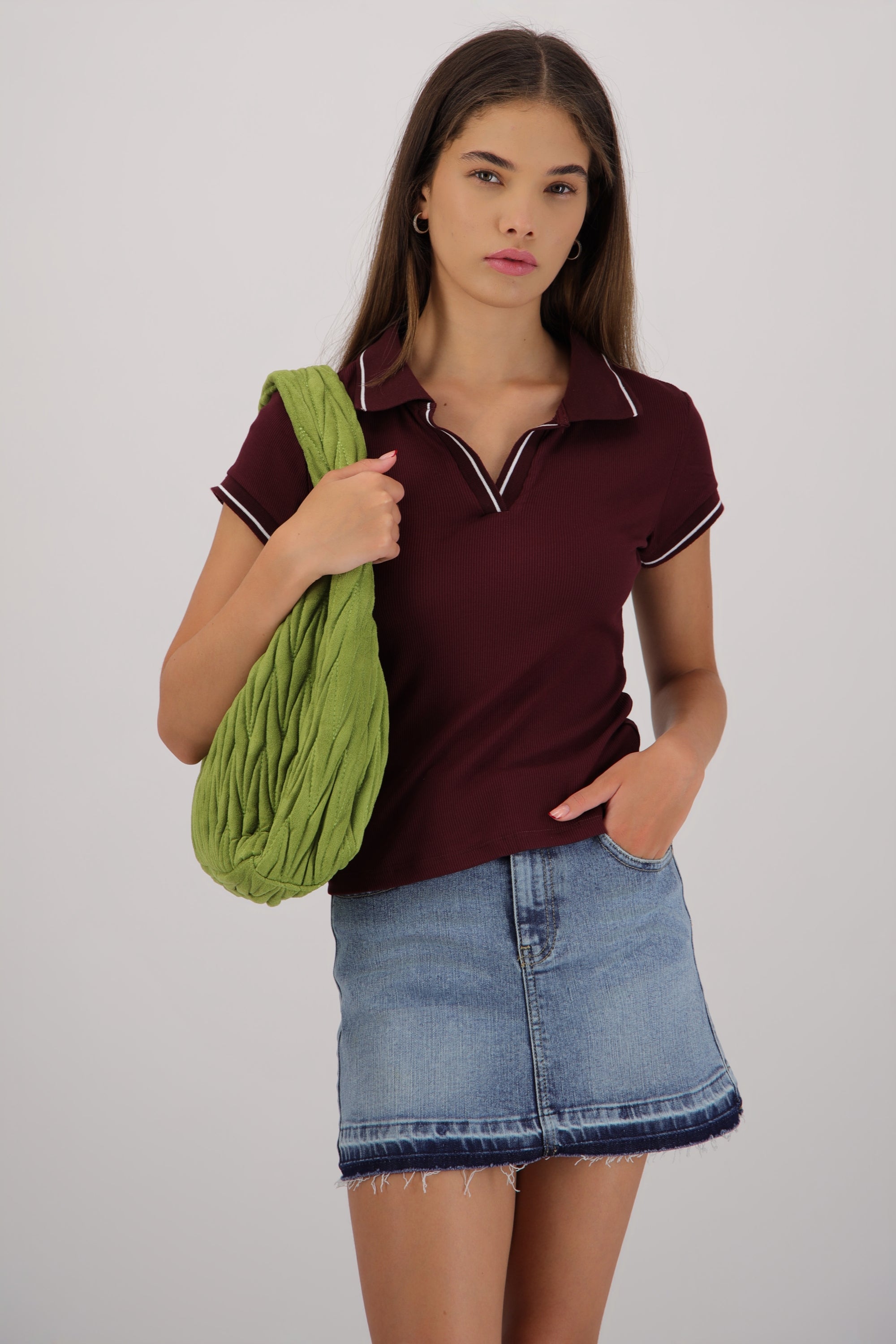 Top cuello polo VINO