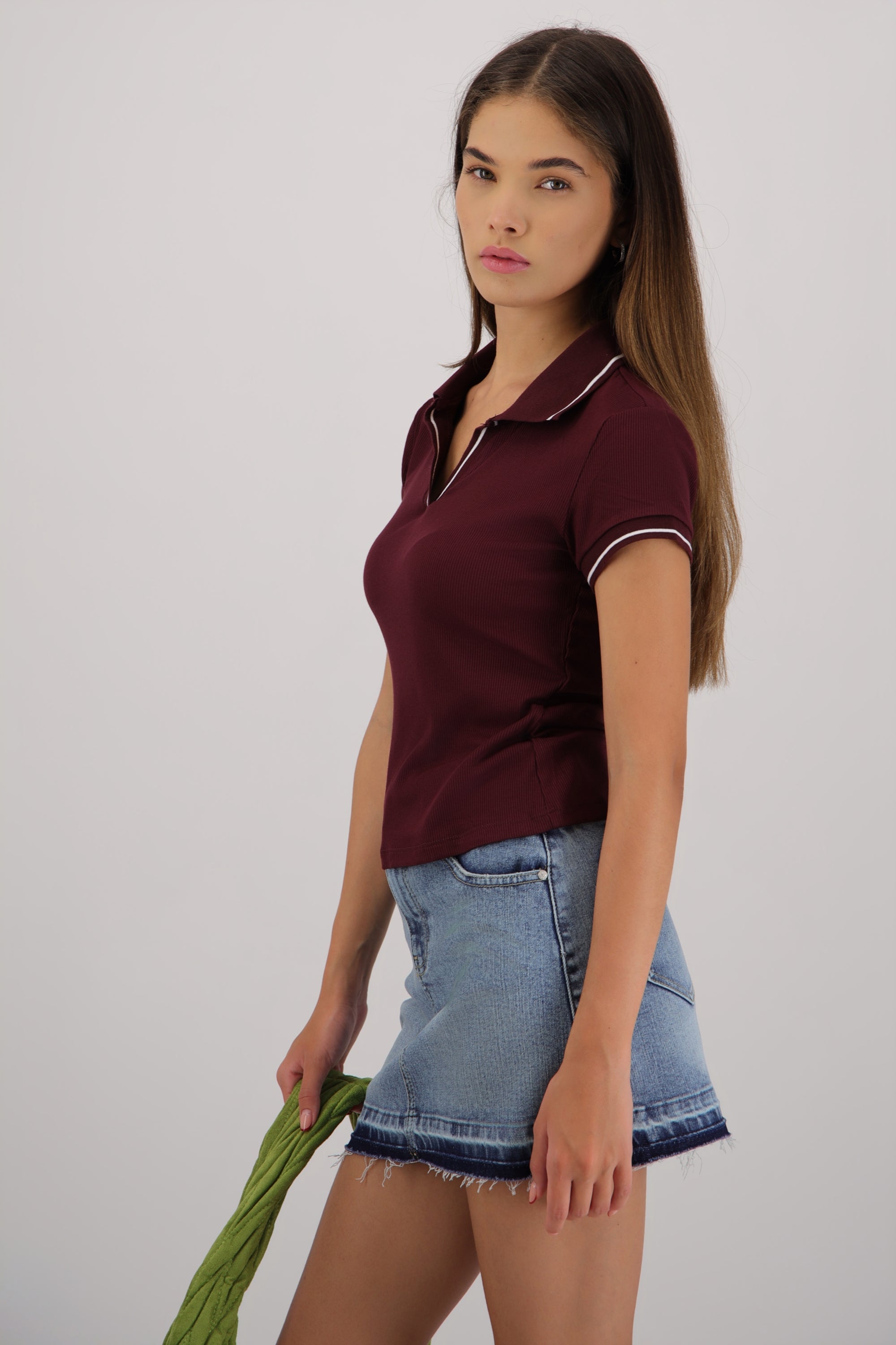 Top cuello polo VINO