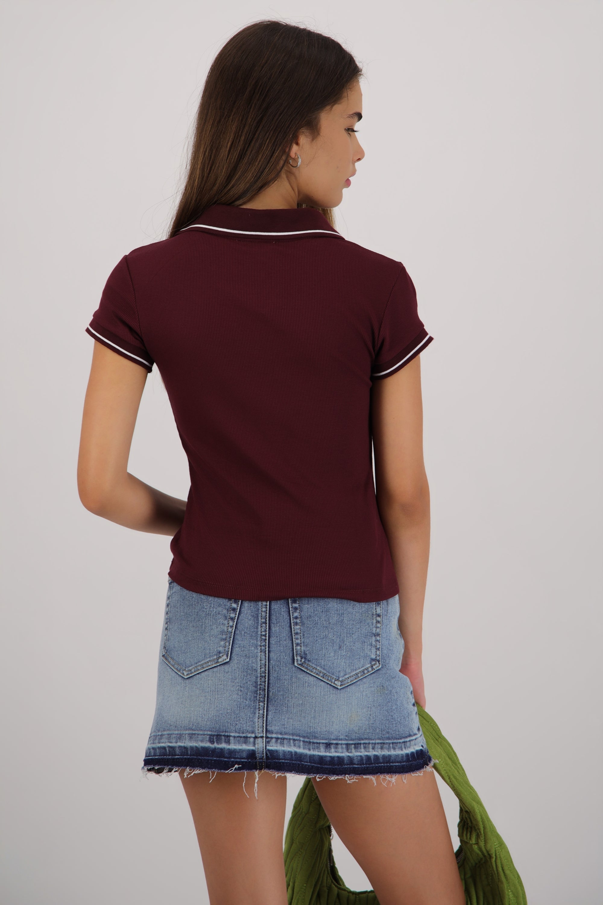 Top cuello polo VINO