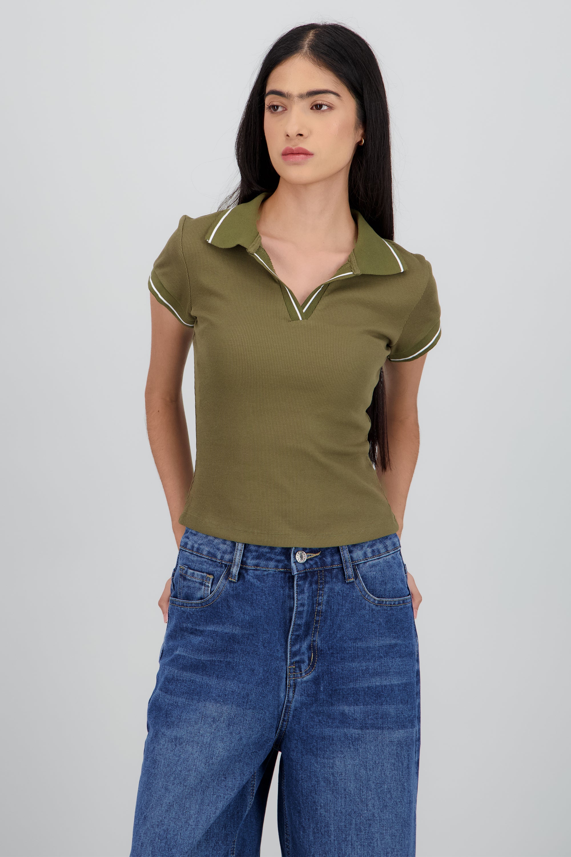 Top cuello polo OLIVO