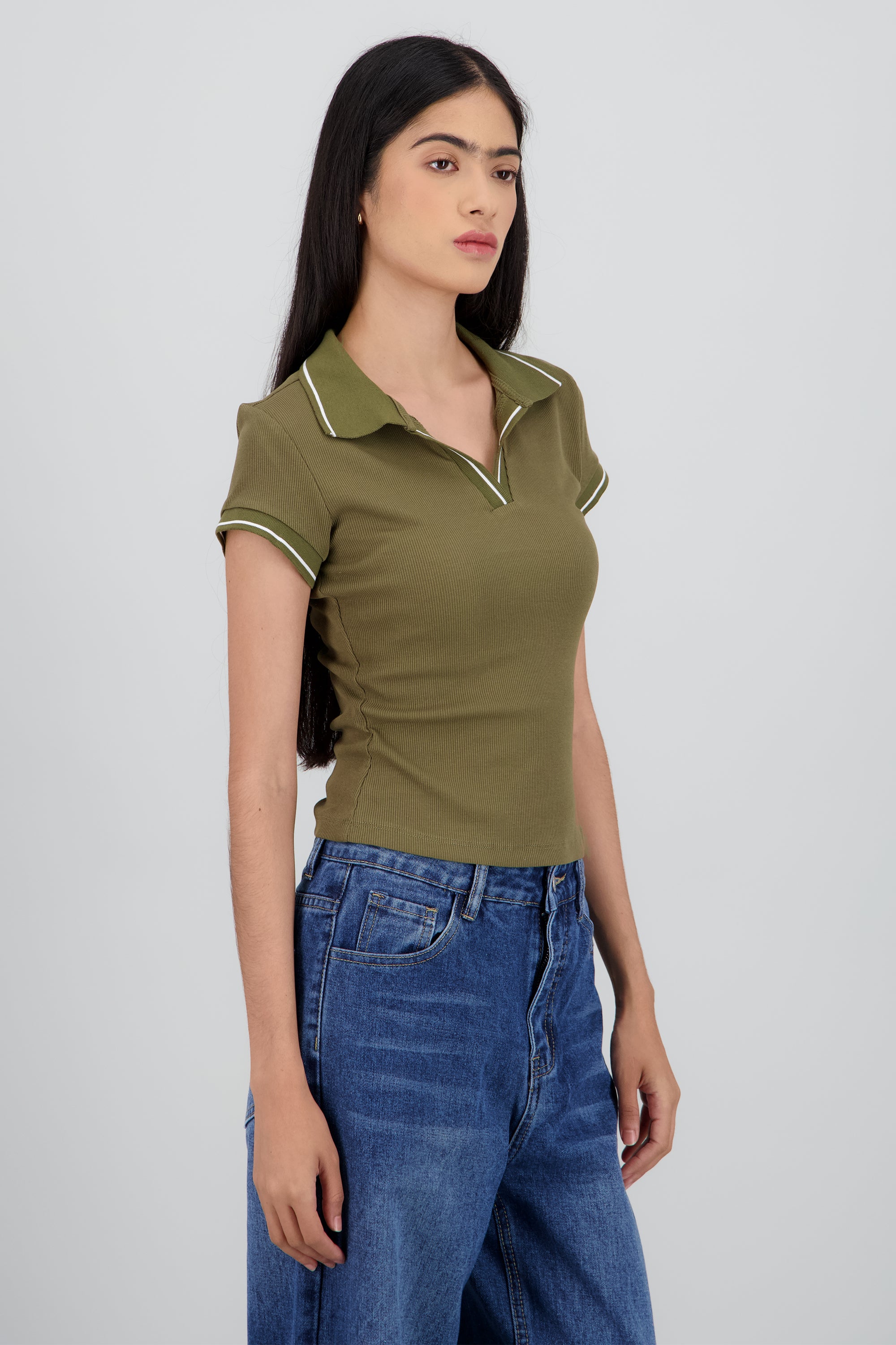 Top cuello polo OLIVO