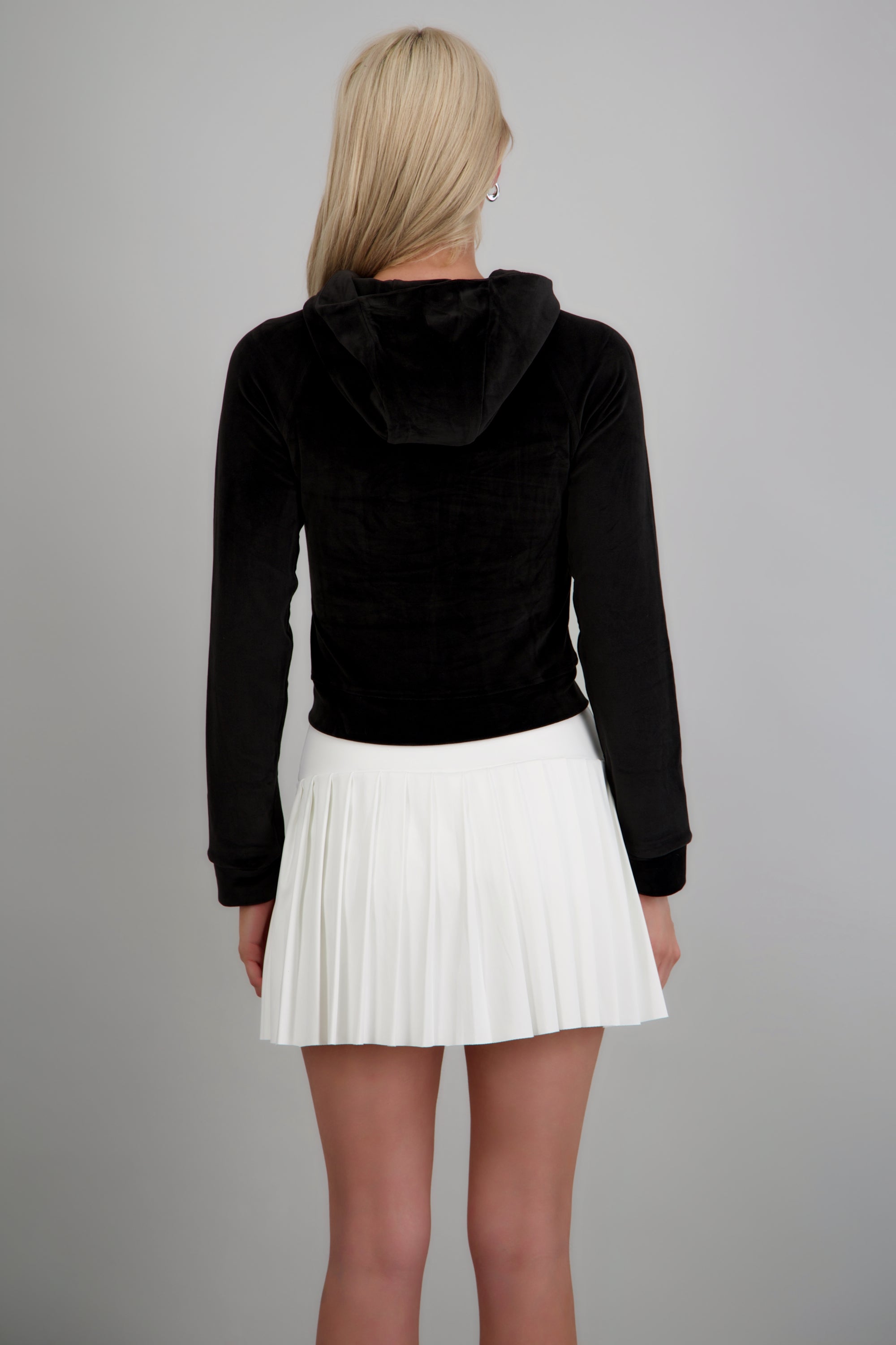 Sudadera larga con cierre velvet NEGRO
