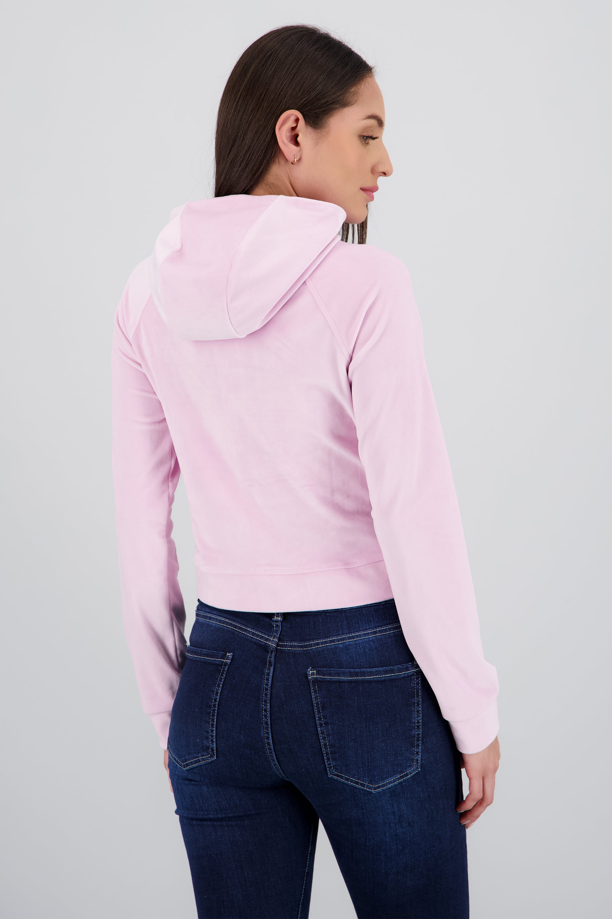 Sudadera larga con cierre velvet ROSA PASTEL