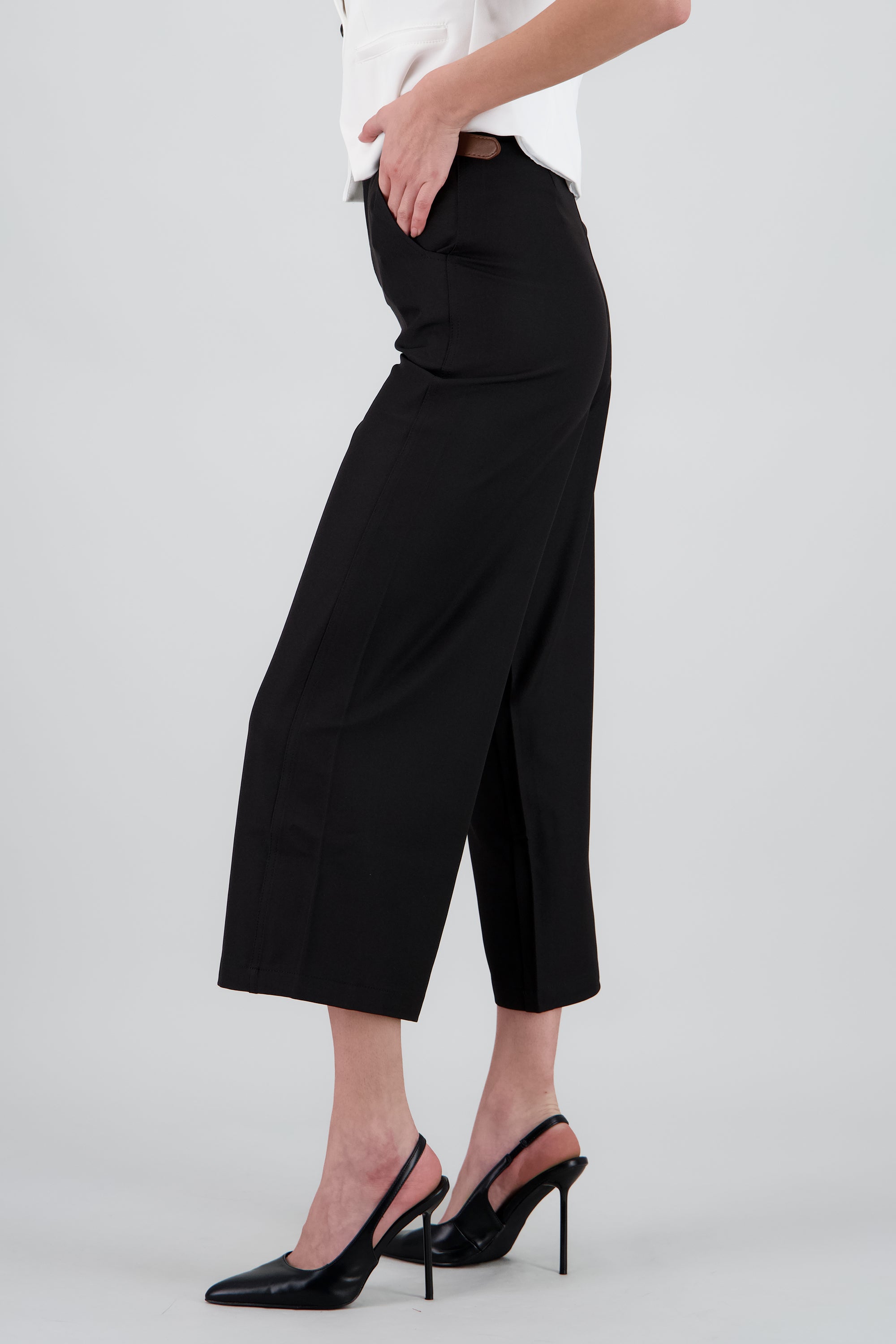 Pantalon sastre básico con cinturon NEGRO