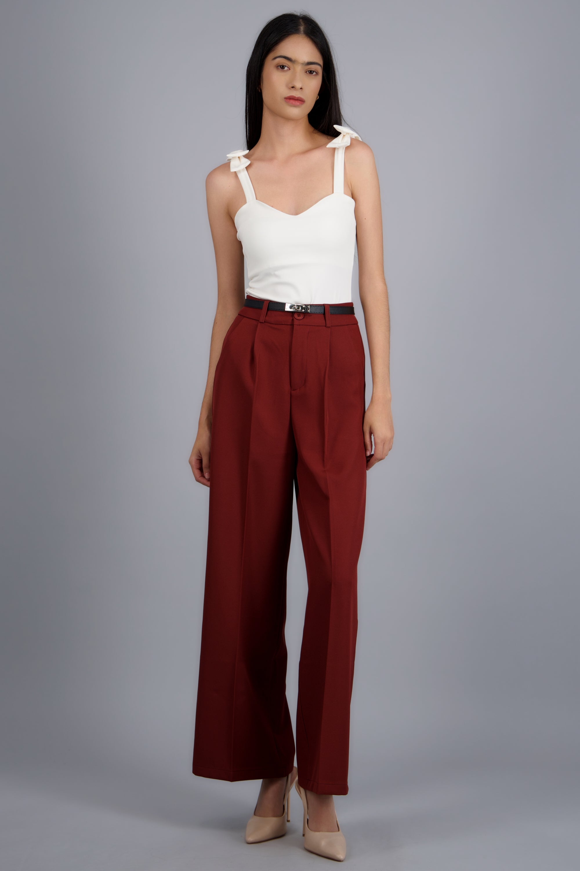Pantalon sastre corte con cinturon hebilla VINO