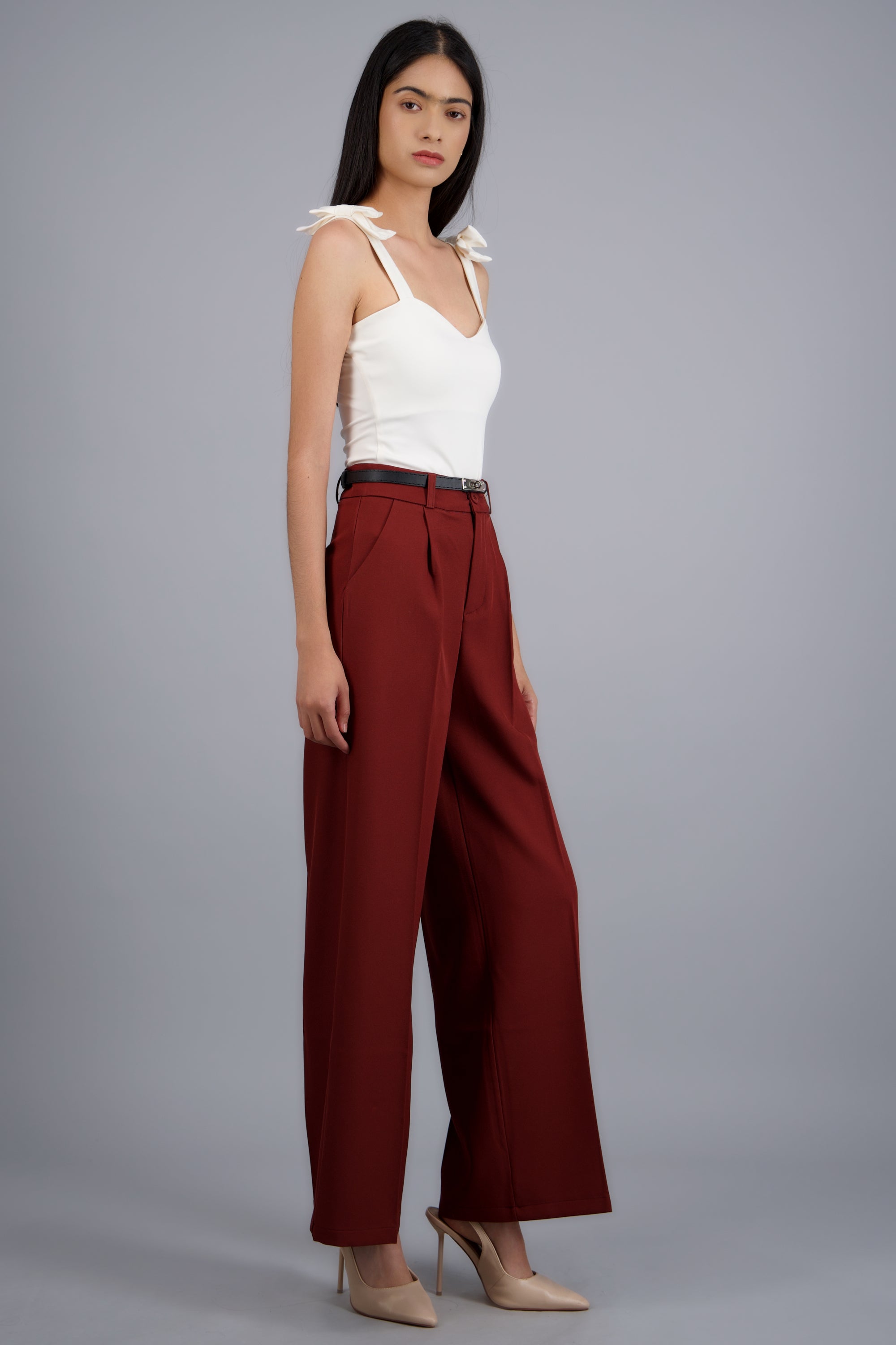 Pantalon sastre corte con cinturon hebilla VINO