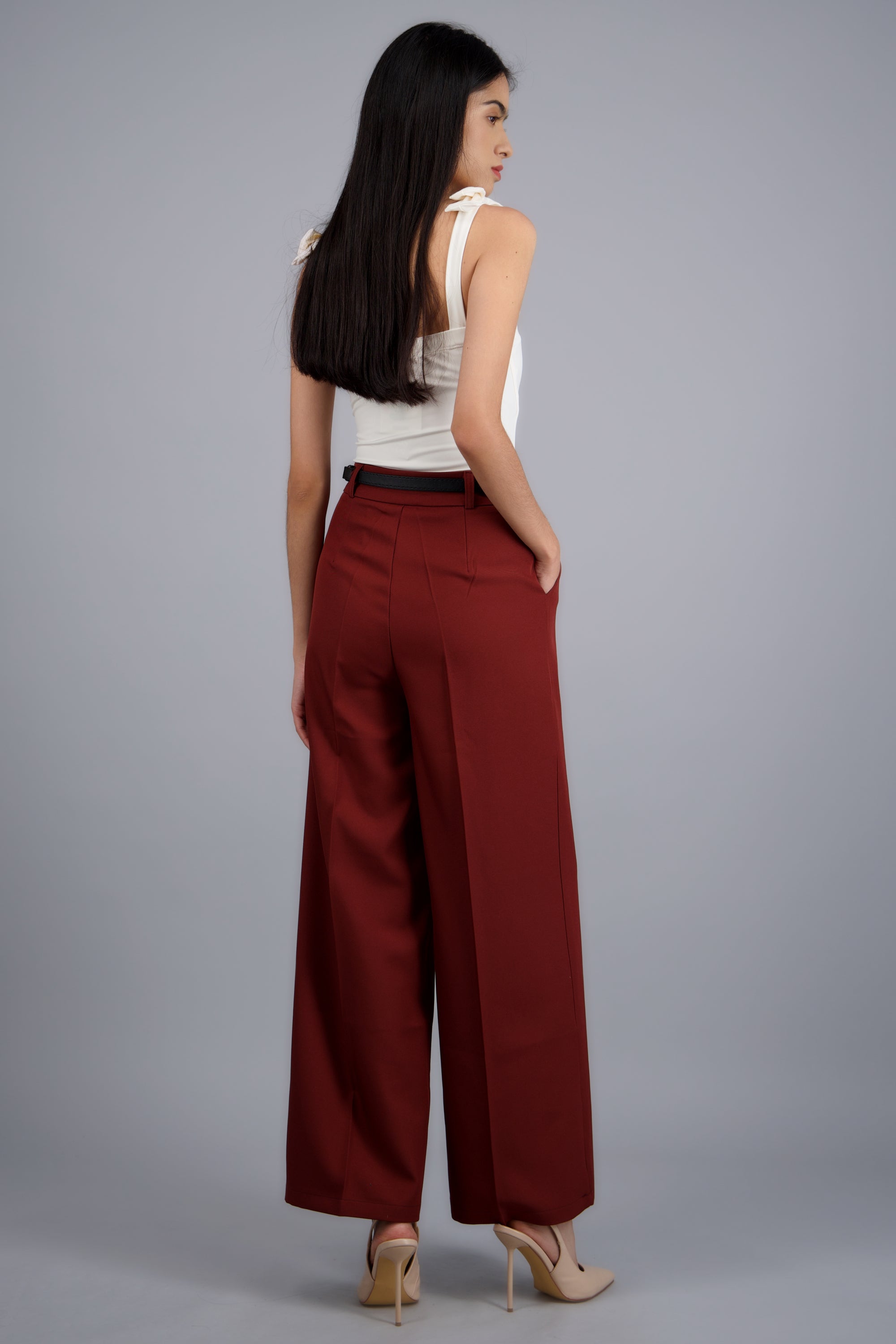 Pantalon sastre corte con cinturon hebilla VINO