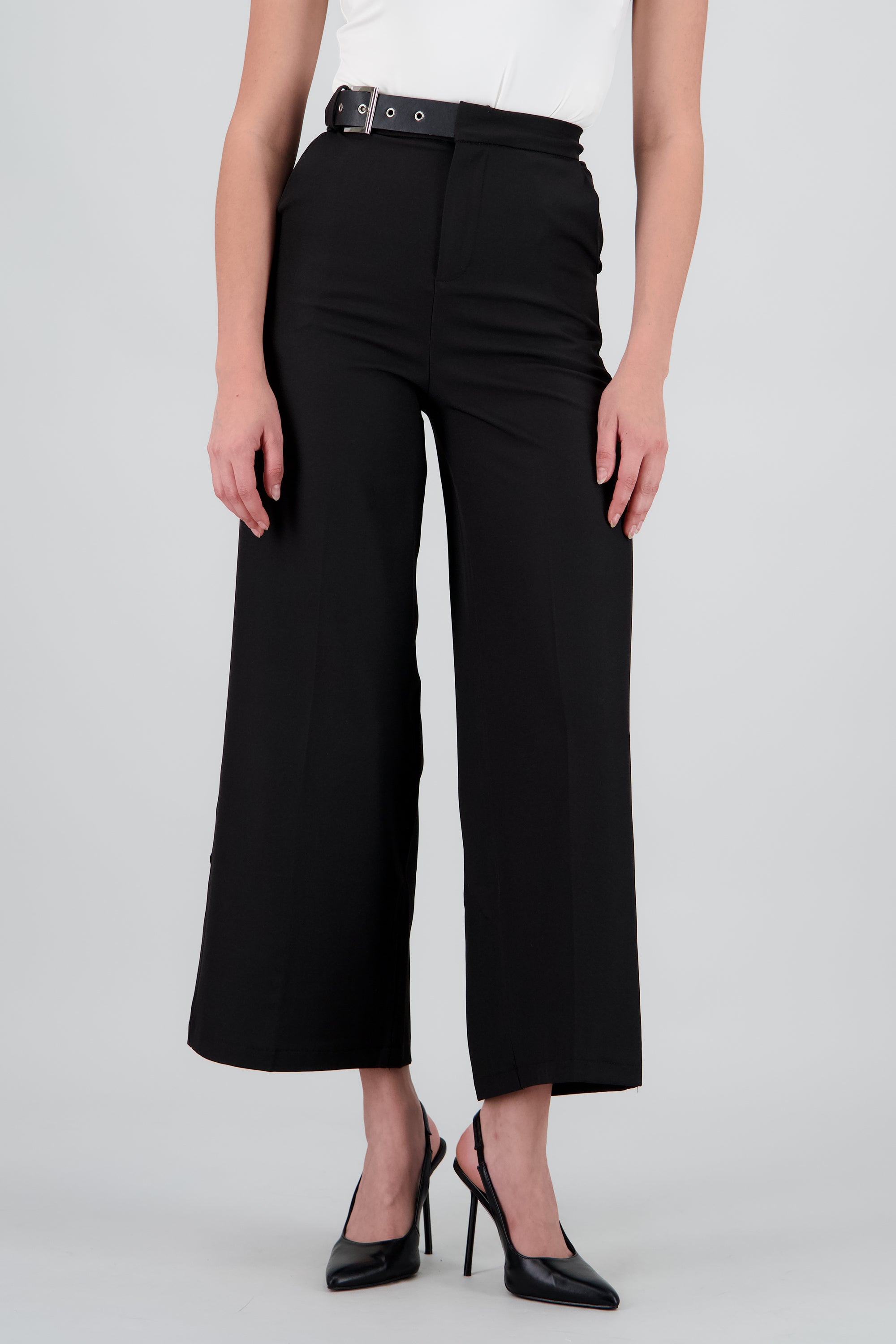 Pantalon sastre pretina con hebilla NEGRO