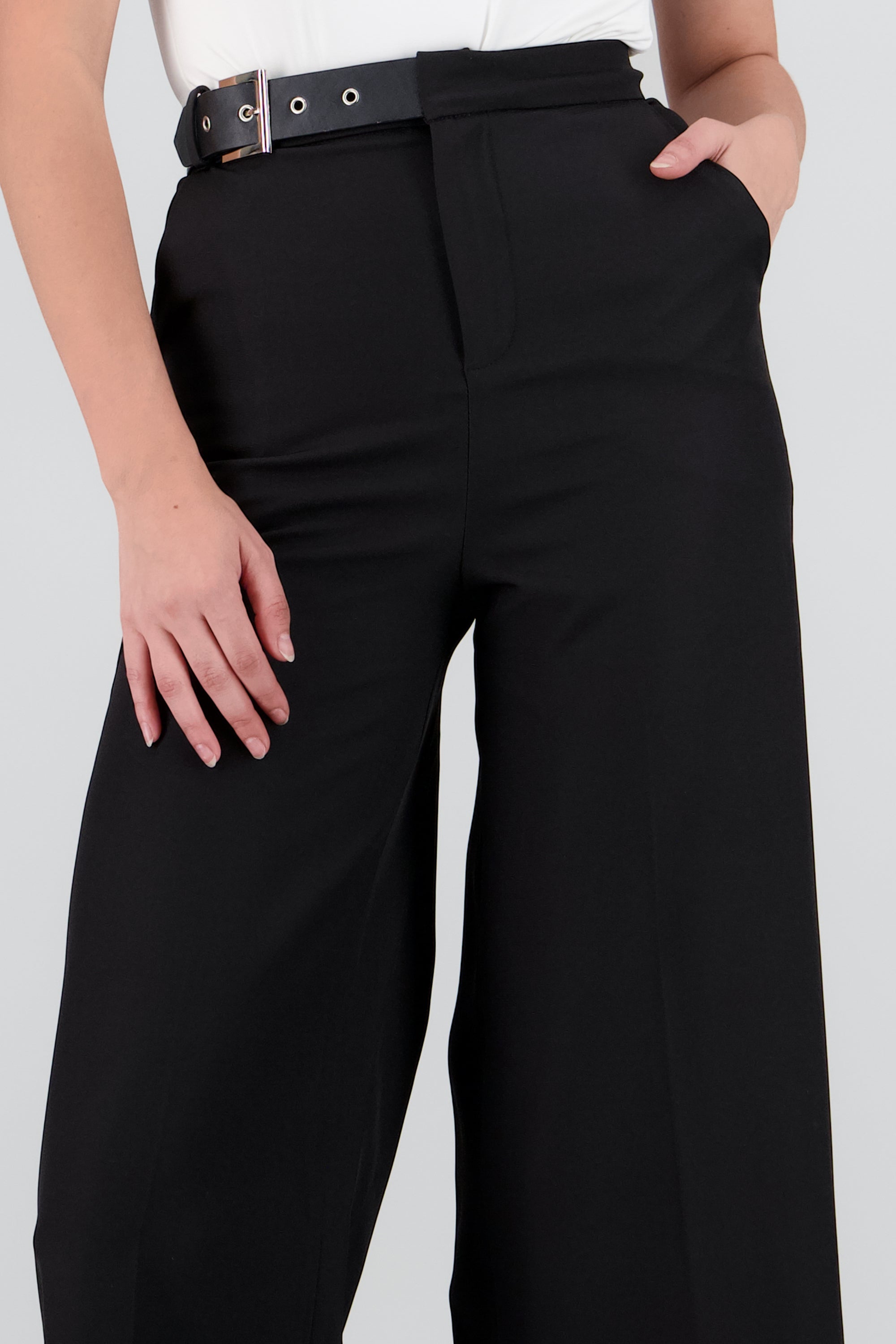 Pantalon sastre pretina con hebilla NEGRO