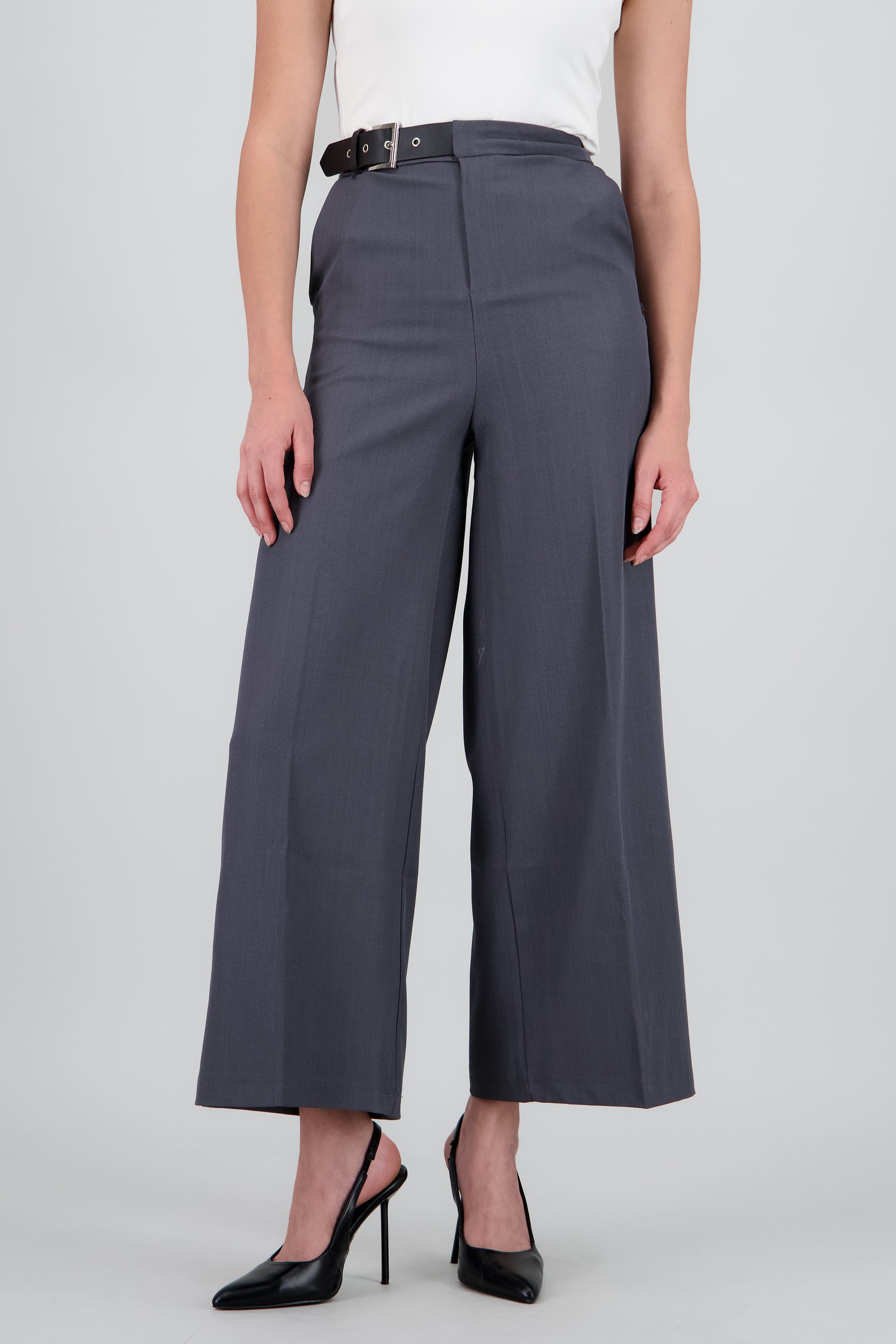 Pantalon sastre pretina con hebilla GRIS