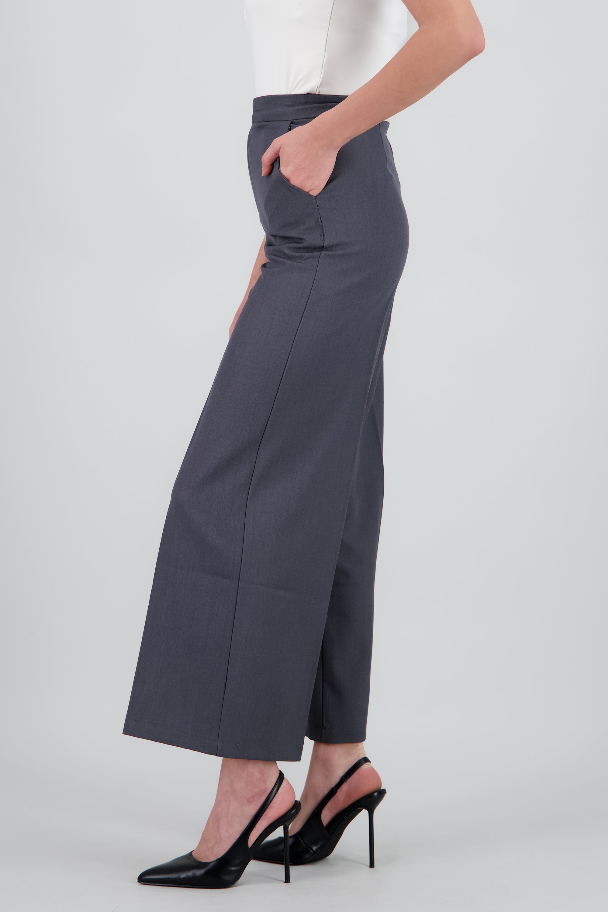Pantalon sastre pretina con hebilla GRIS