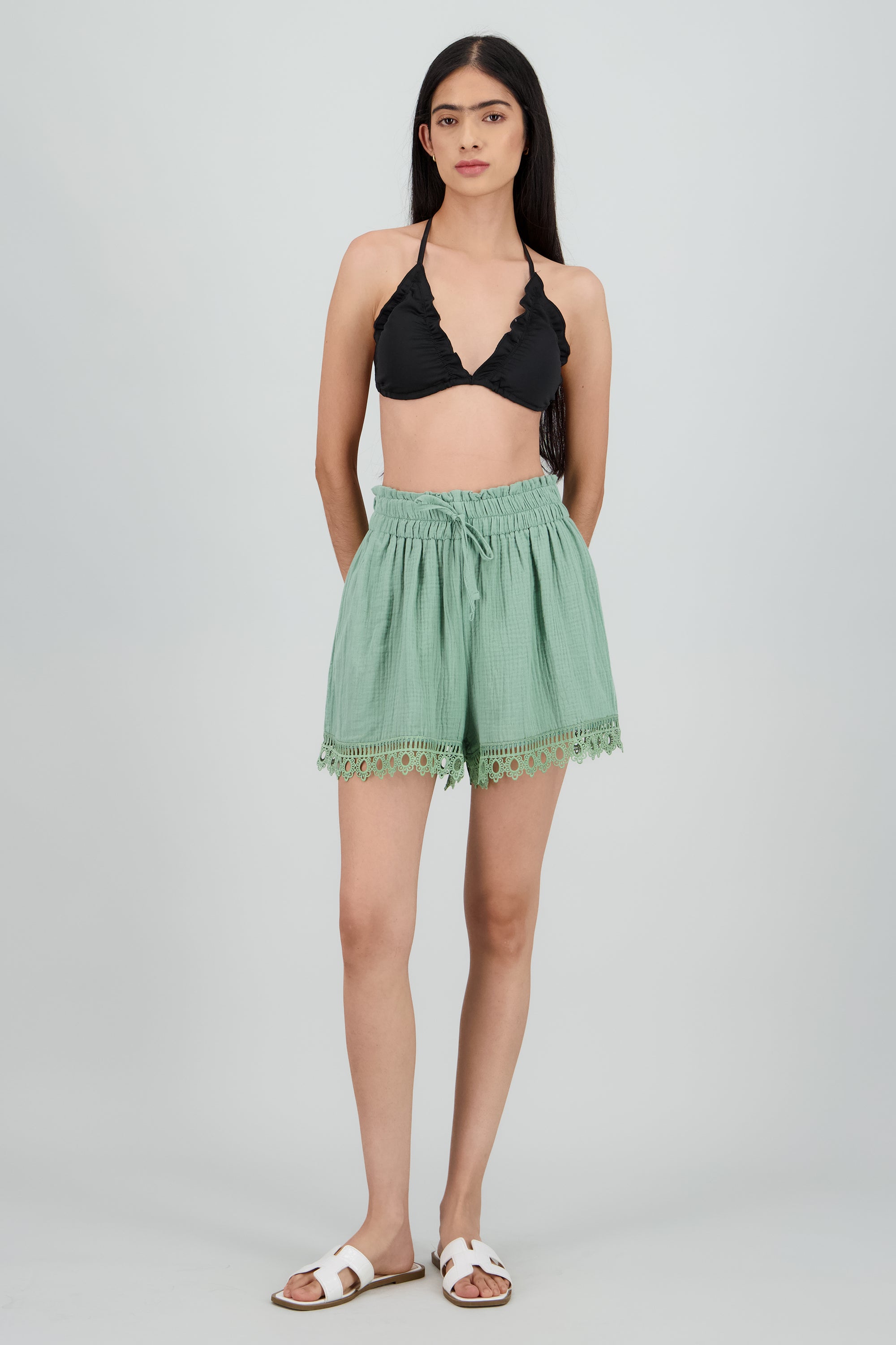 Short resorte detalle encaje OLIVO