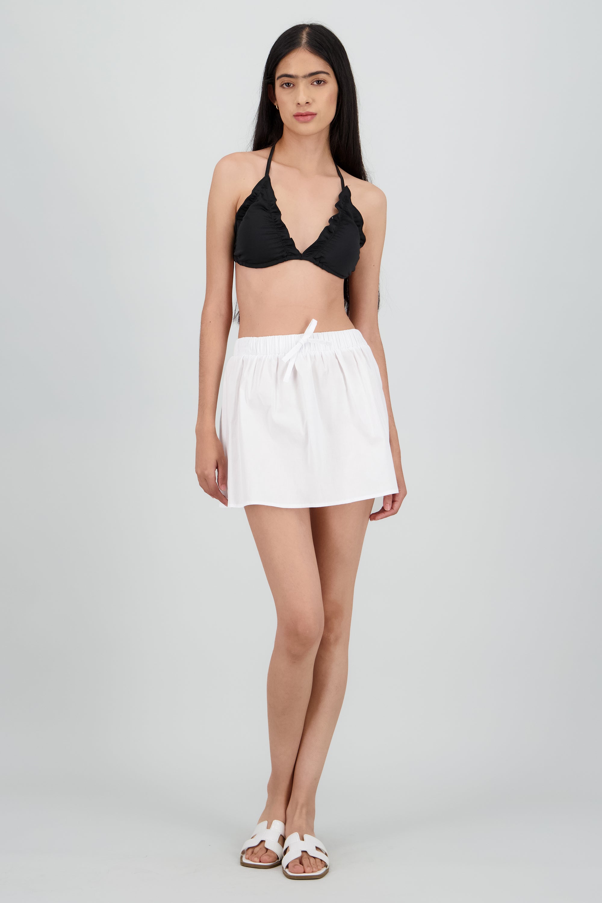 Falda mini popelina BLANCO