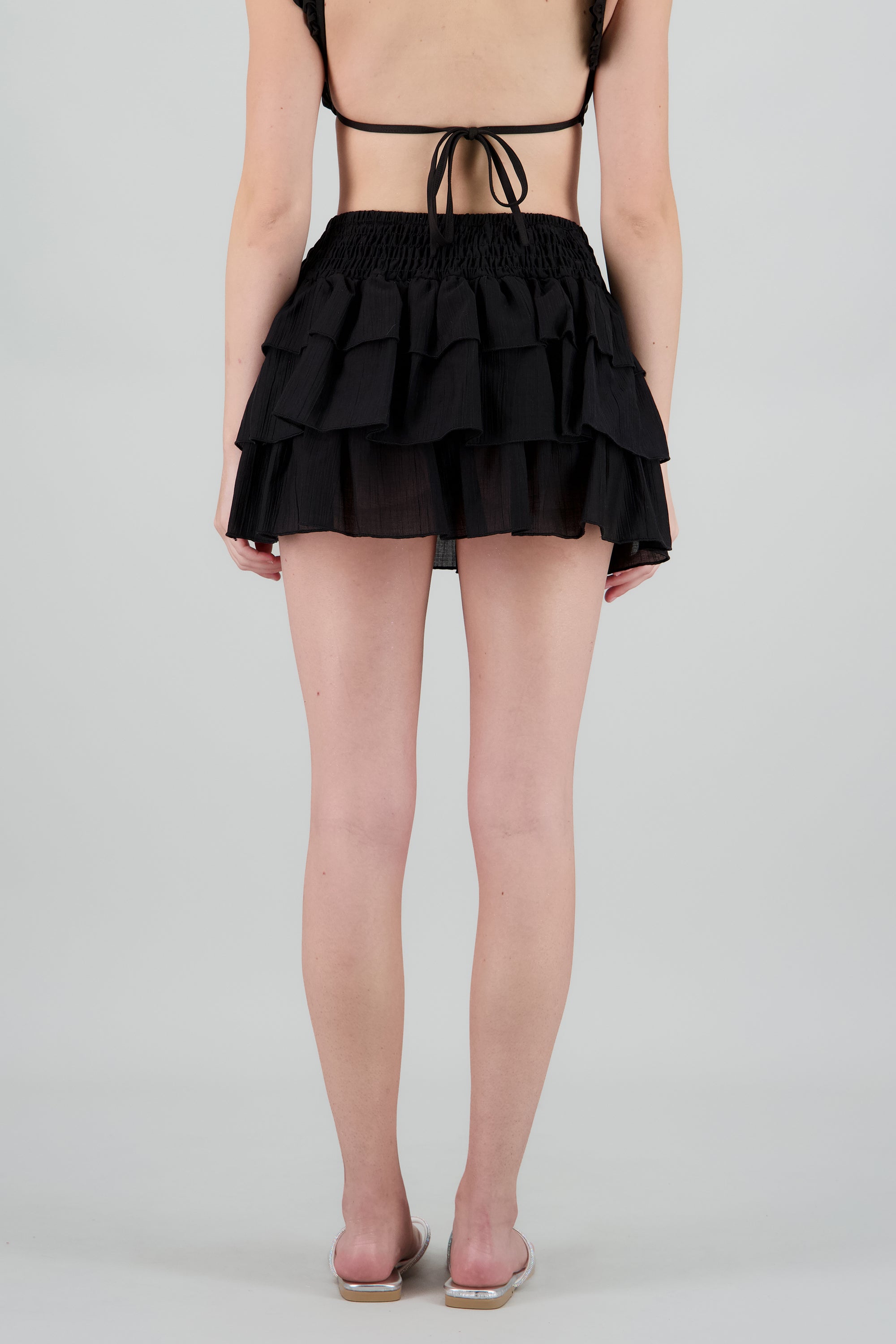 Falda mini olanes smock NEGRO