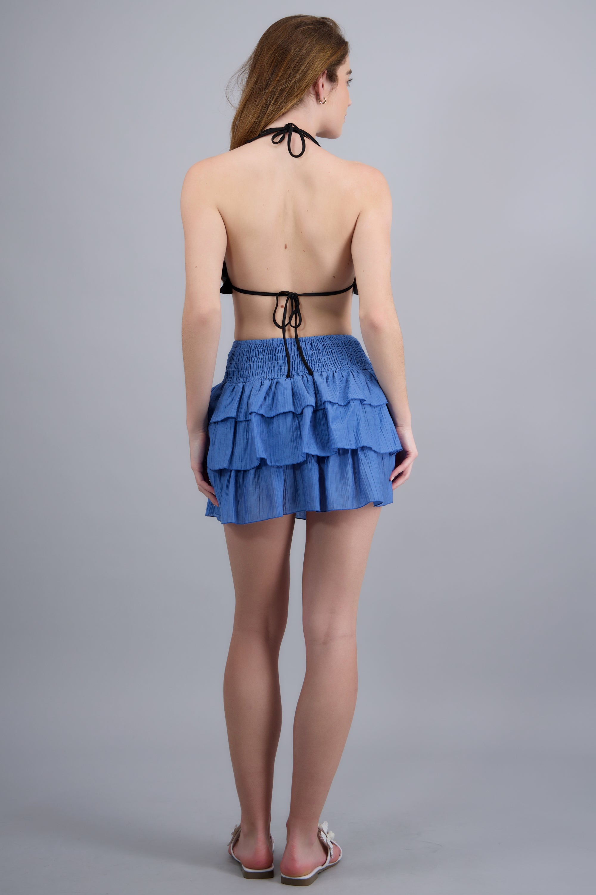 Falda mini olanes smock INDIGO