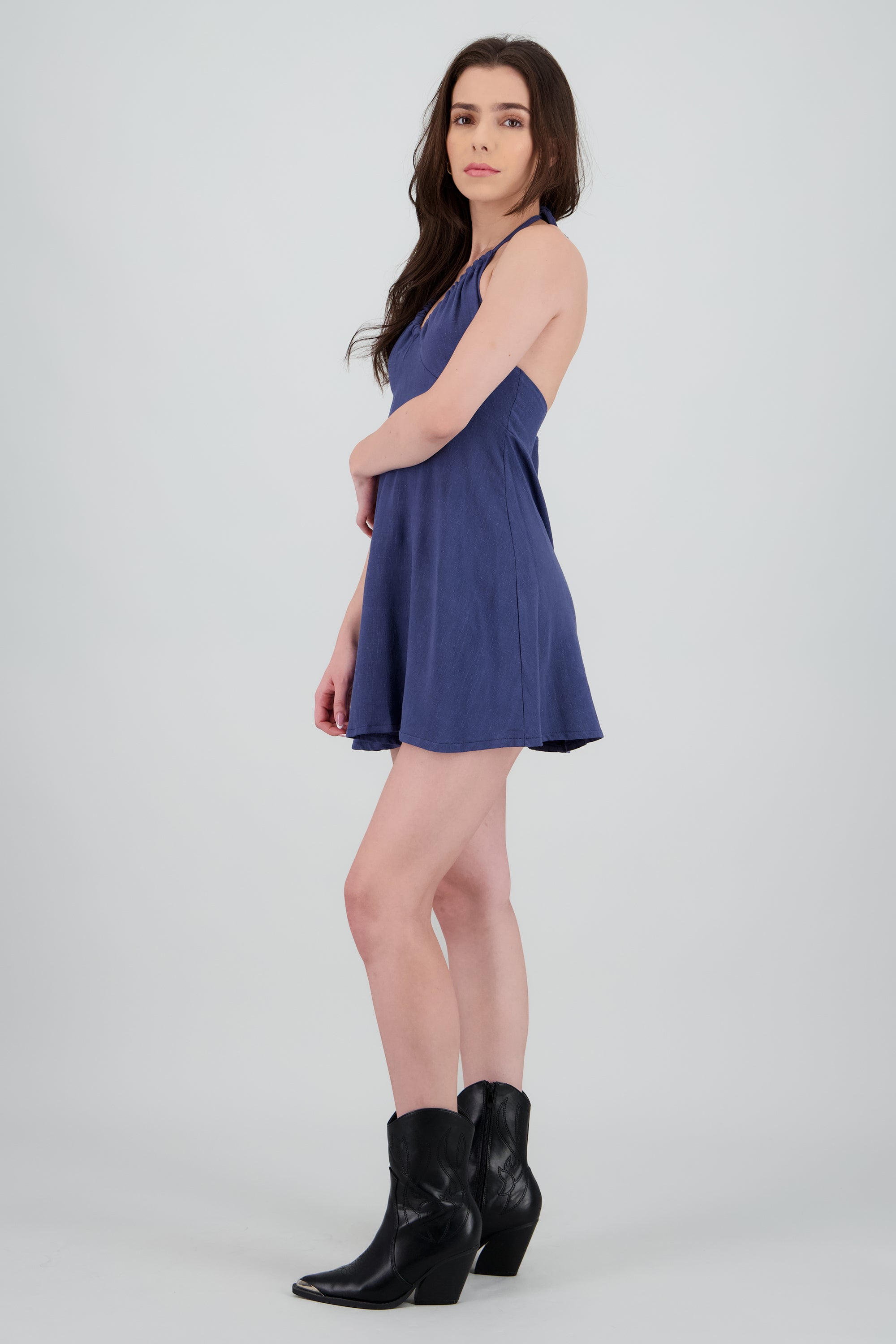 Vestido mini halter fluido MARINO