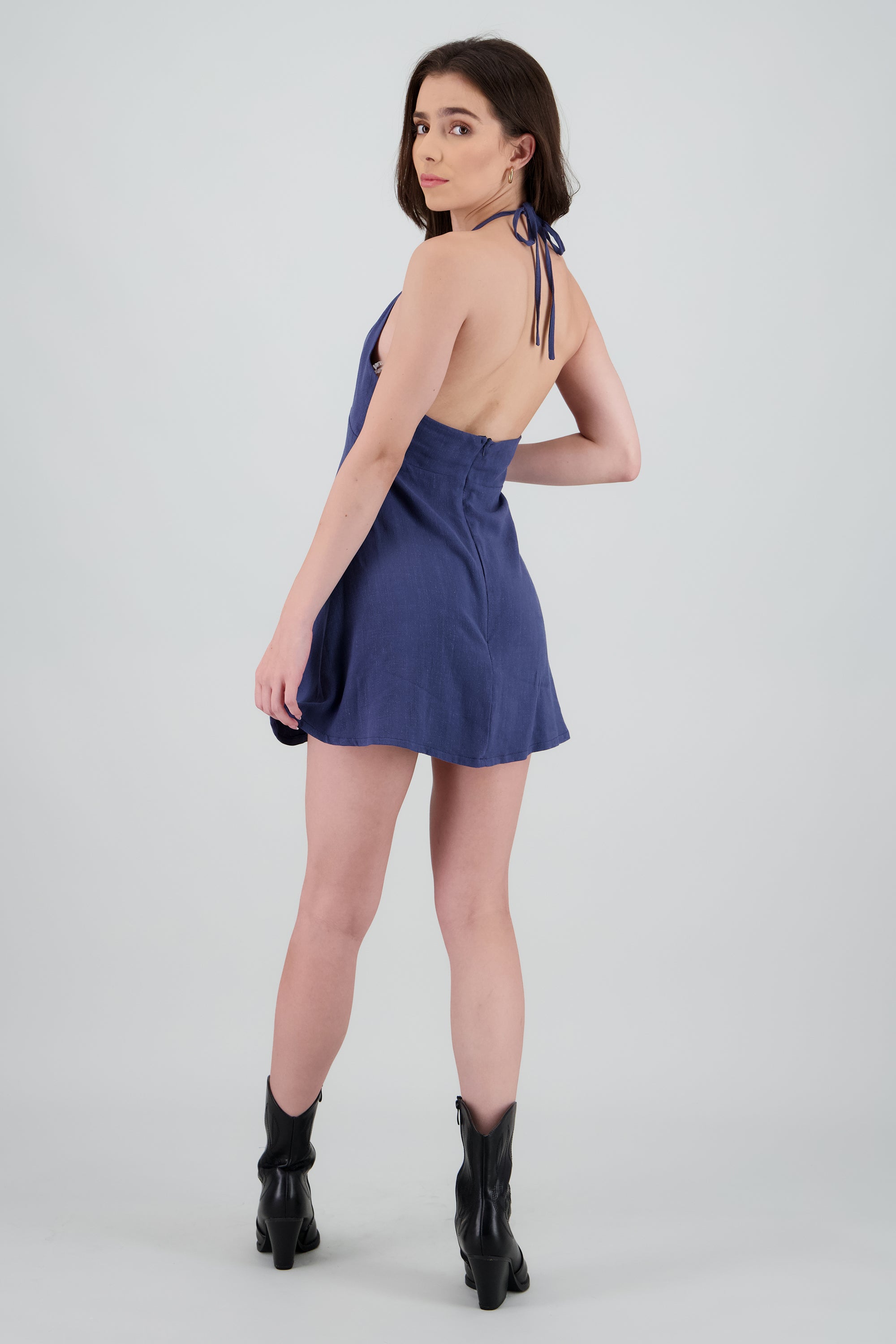 Vestido mini halter fluido MARINO